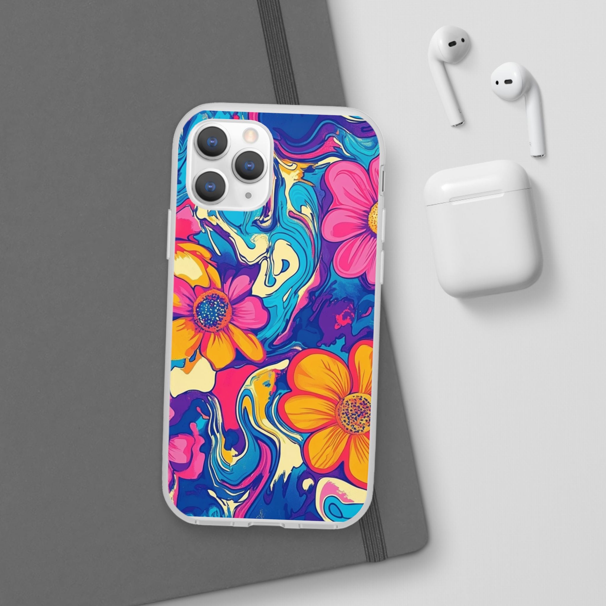 Vibrant Psychedelic Floral Flexi Case, Artsulli - Art is Long, Life is Short, Phone Case, , , , , , ,