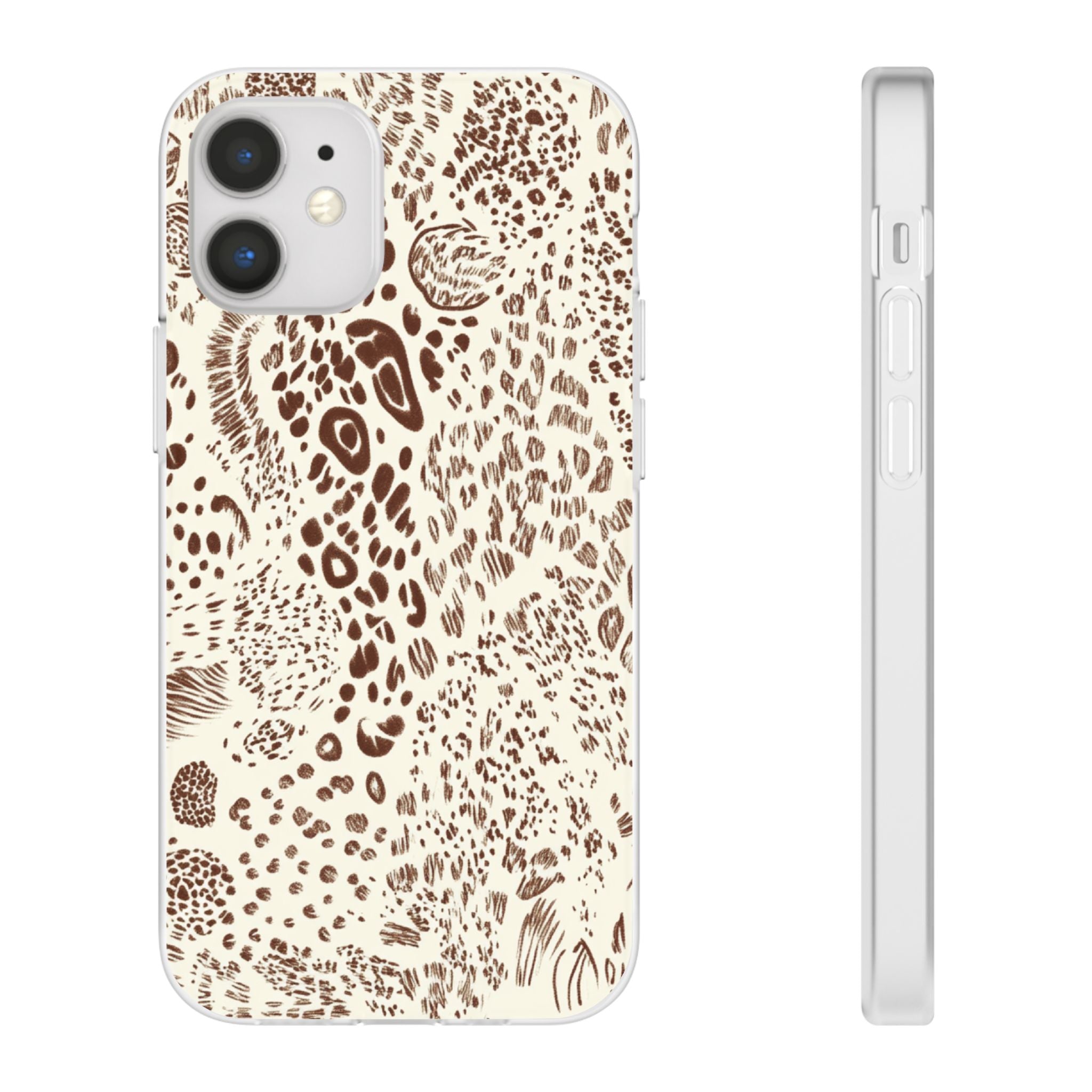 Brown Animal Print Flexi Case, Artsulli - Art is Long, Life is Short, Phone Case, Size, iPhone 12 Mini with gift packaging, , , , , 20178467913422971305
