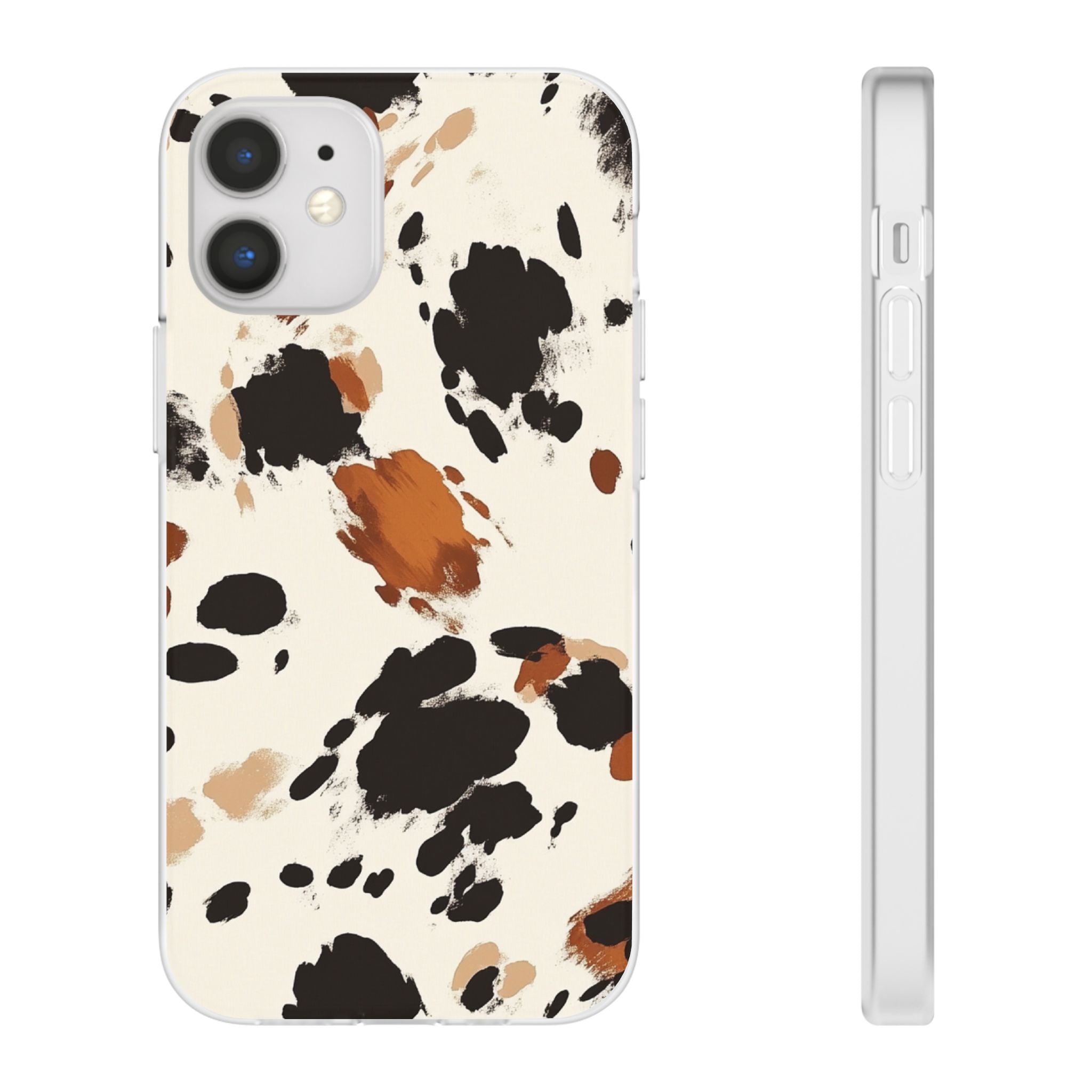 Brown Cow Print Phone Case, Artsulli - Art is Long, Life is Short, Phone Case, Size, iPhone 12 Mini with gift packaging, , , , , 14834442535667717905