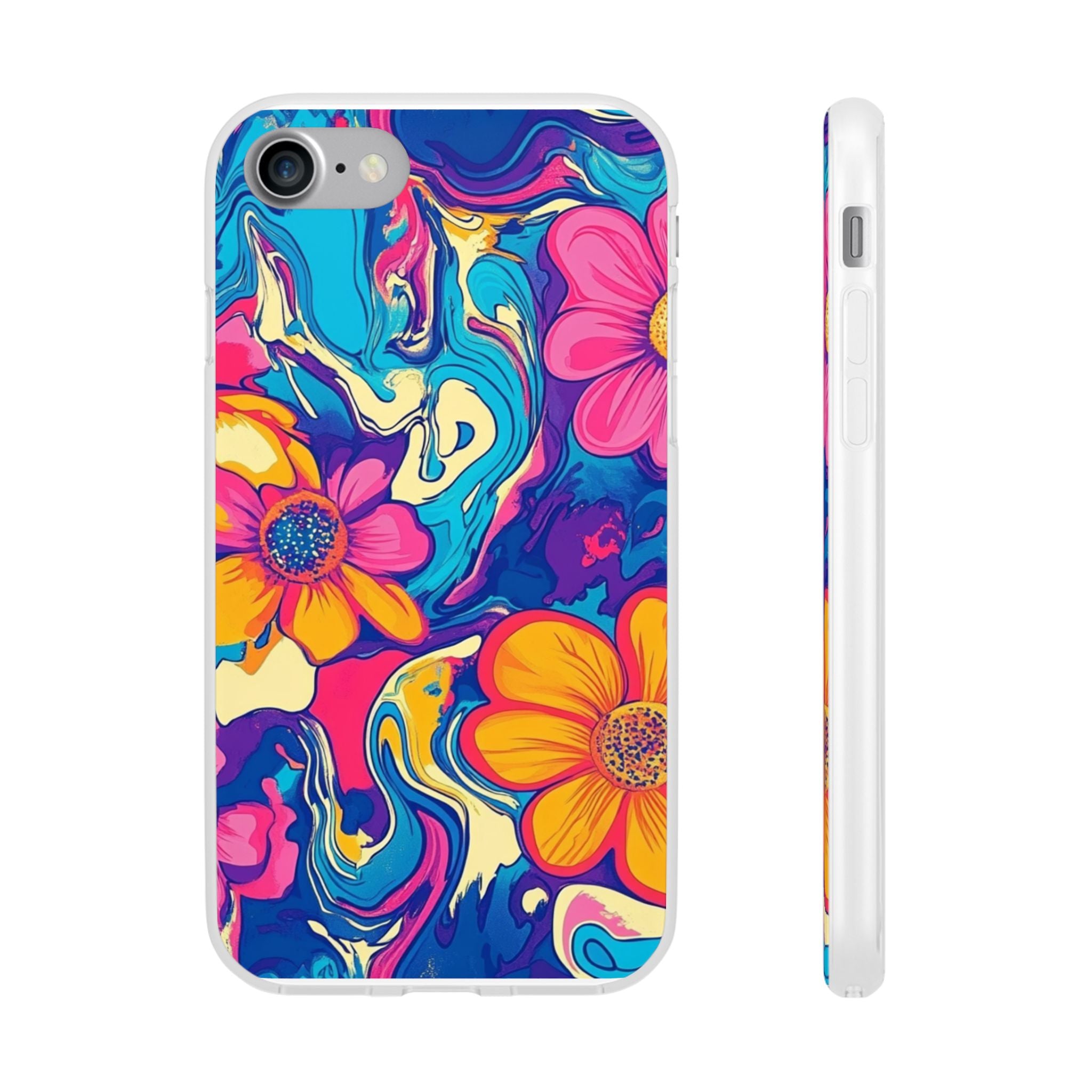 Vibrant Psychedelic Floral Flexi Case, Artsulli - Art is Long, Life is Short, Phone Case, Size, iPhone 7, , , , , 30337389545157777465