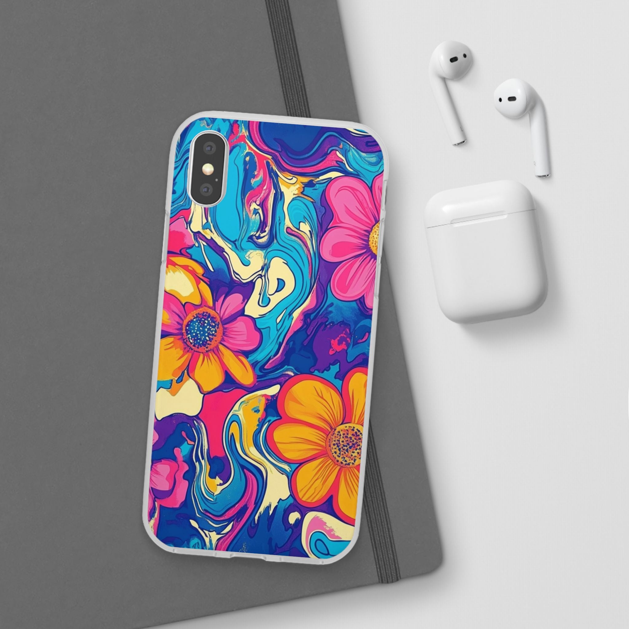 Vibrant Psychedelic Floral Flexi Case, Artsulli - Art is Long, Life is Short, Phone Case, , , , , , ,