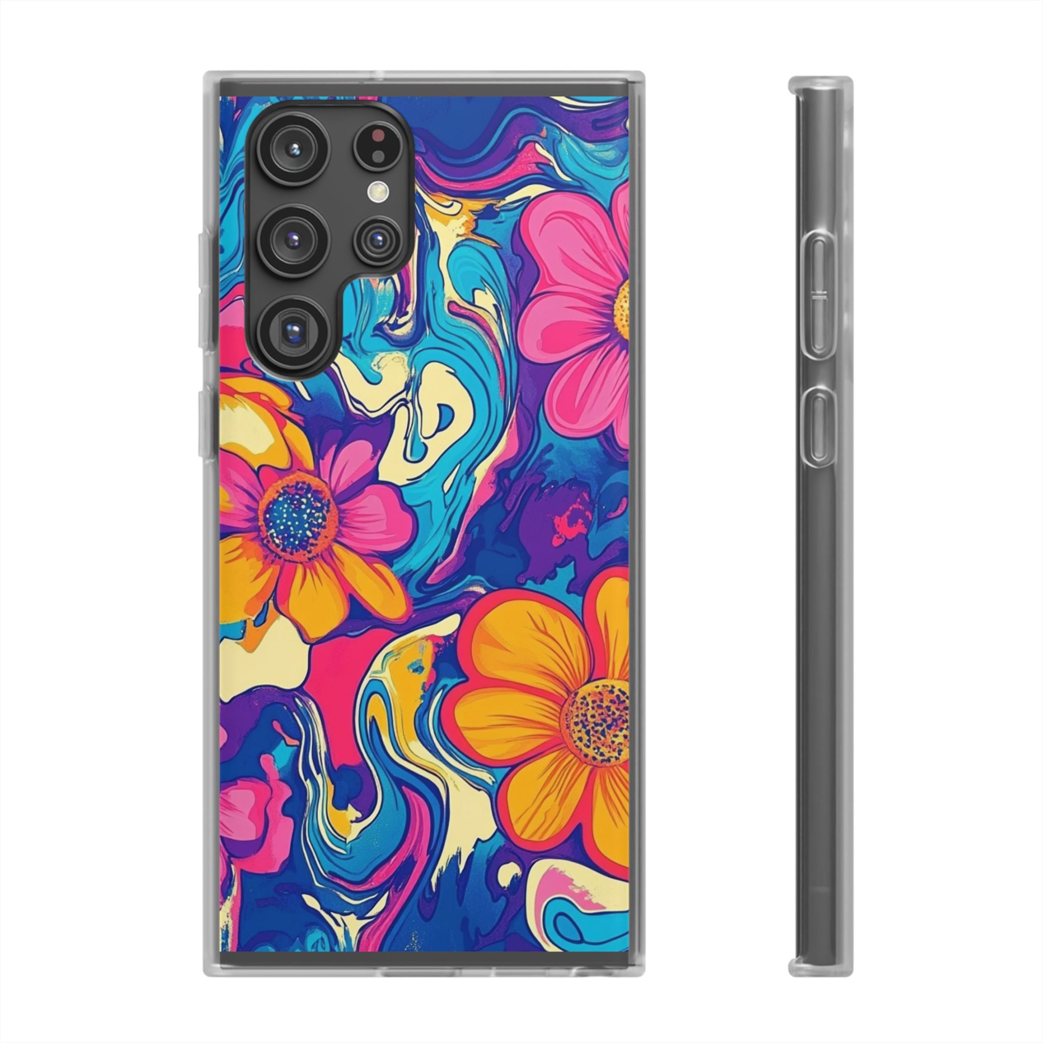 Vibrant Psychedelic Floral Flexi Case, Artsulli - Art is Long, Life is Short, Phone Case, Size, Samsung Galaxy S22 Ultra with gift packaging, , , , , 32474265398789493691