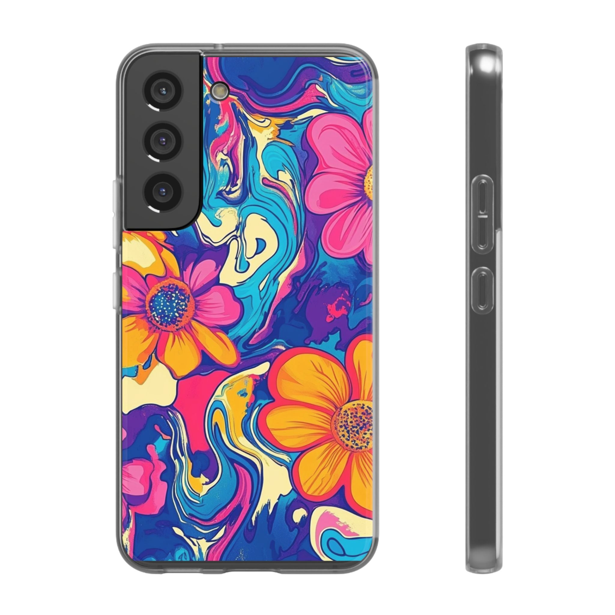 Vibrant Psychedelic Floral Flexi Case, Artsulli - Art is Long, Life is Short, Phone Case, Size, Samsung Galaxy S22 with gift packaging, , , , , 59971379511355429599