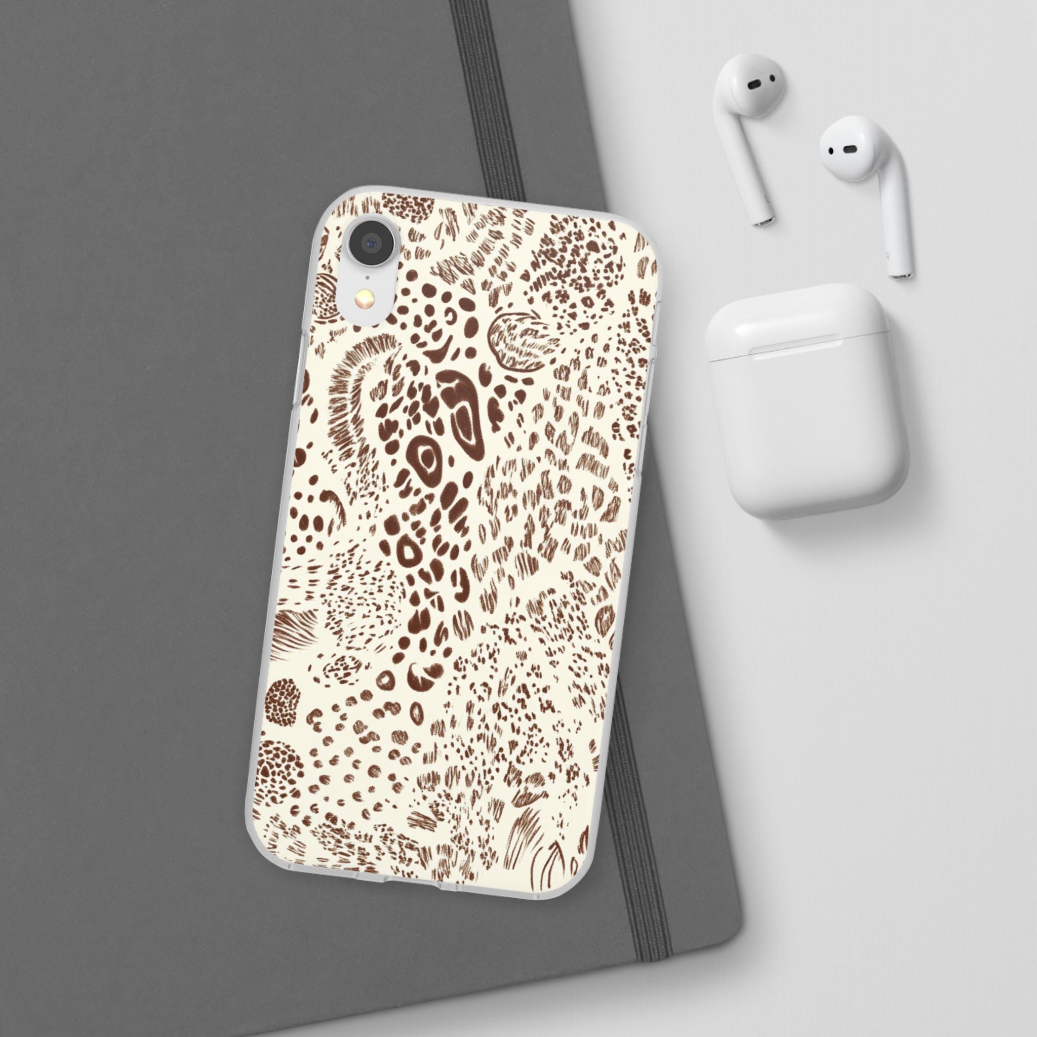 Brown Animal Print Flexi Case, Artsulli - Art is Long, Life is Short, Phone Case, , , , , , ,