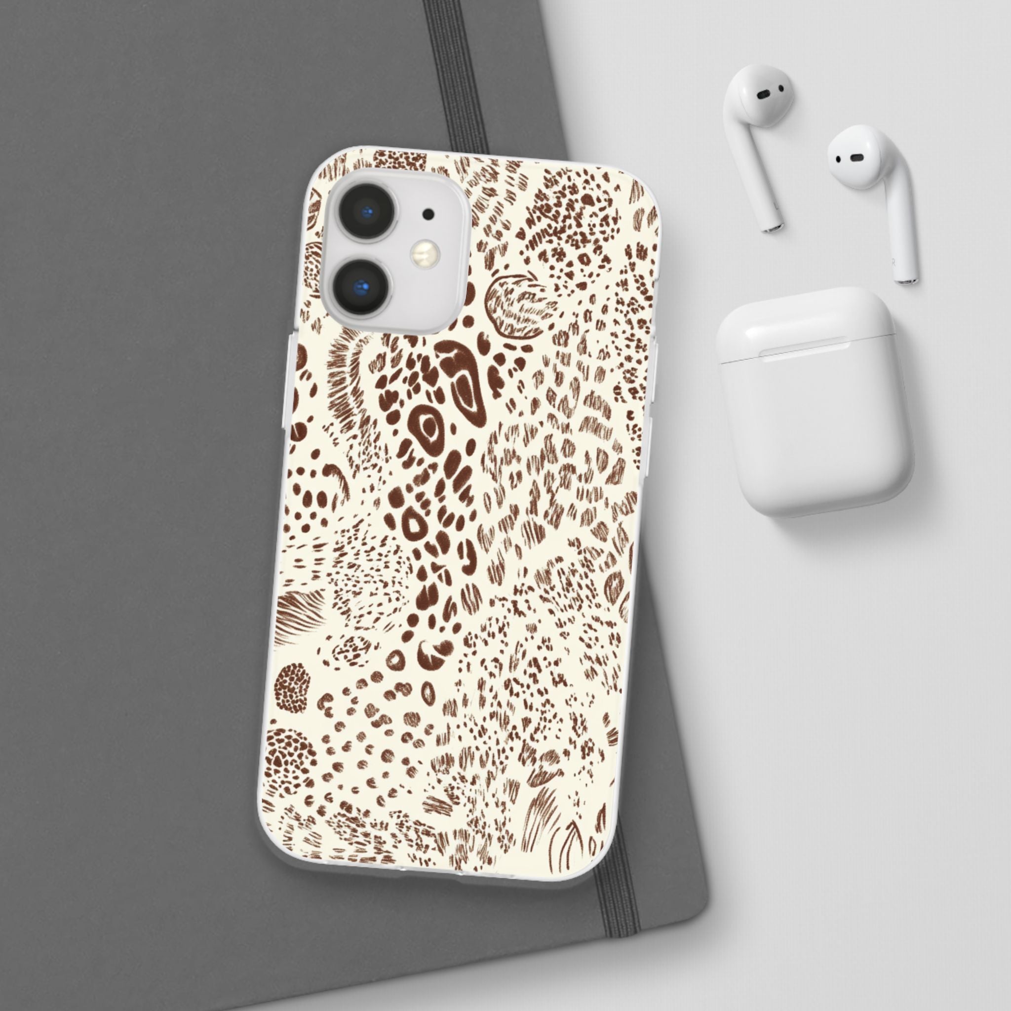 Brown Animal Print Flexi Case, Artsulli - Art is Long, Life is Short, Phone Case, , , , , , ,