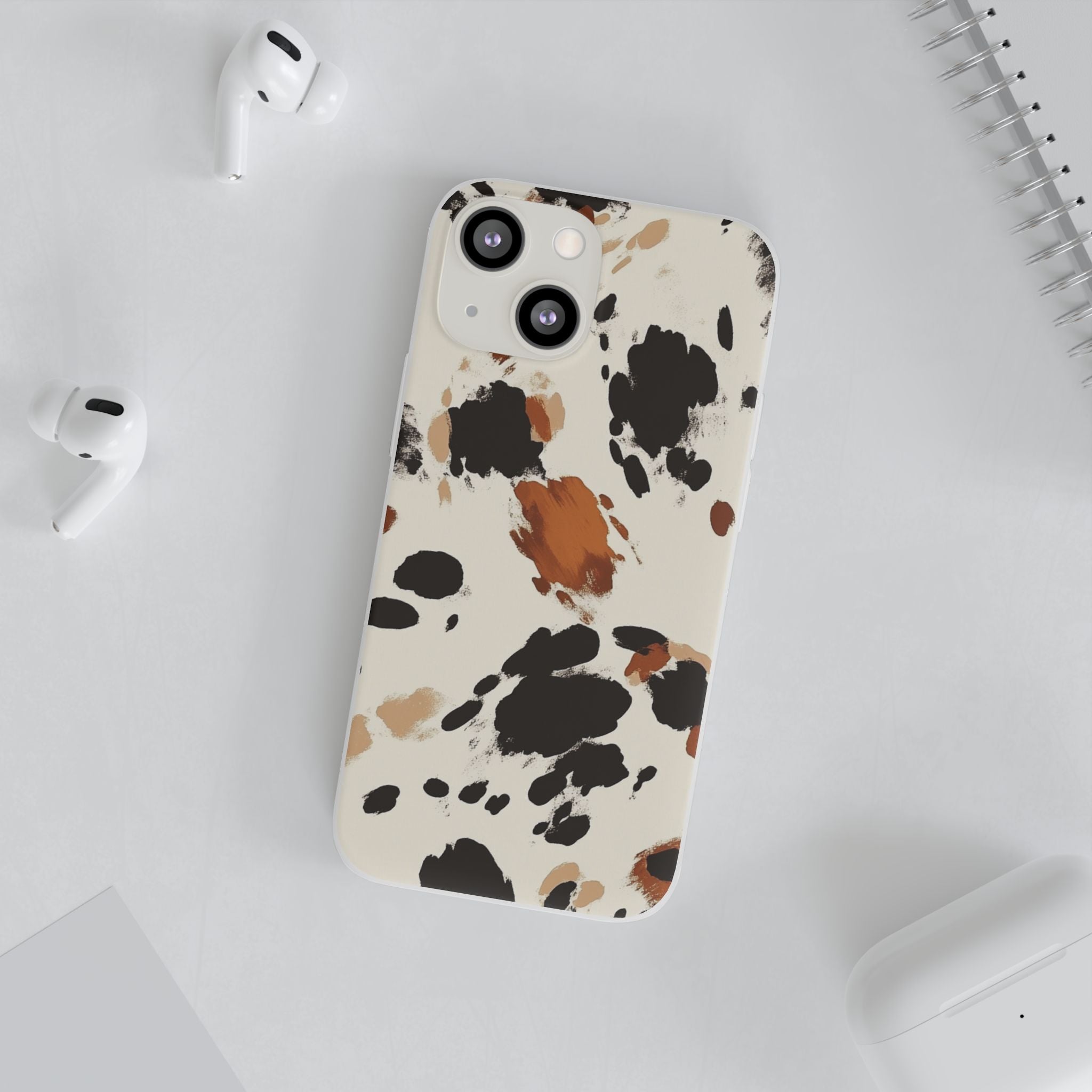 Brown Cow Print Phone Case, Artsulli - Art is Long, Life is Short, Phone Case, , , , , , ,