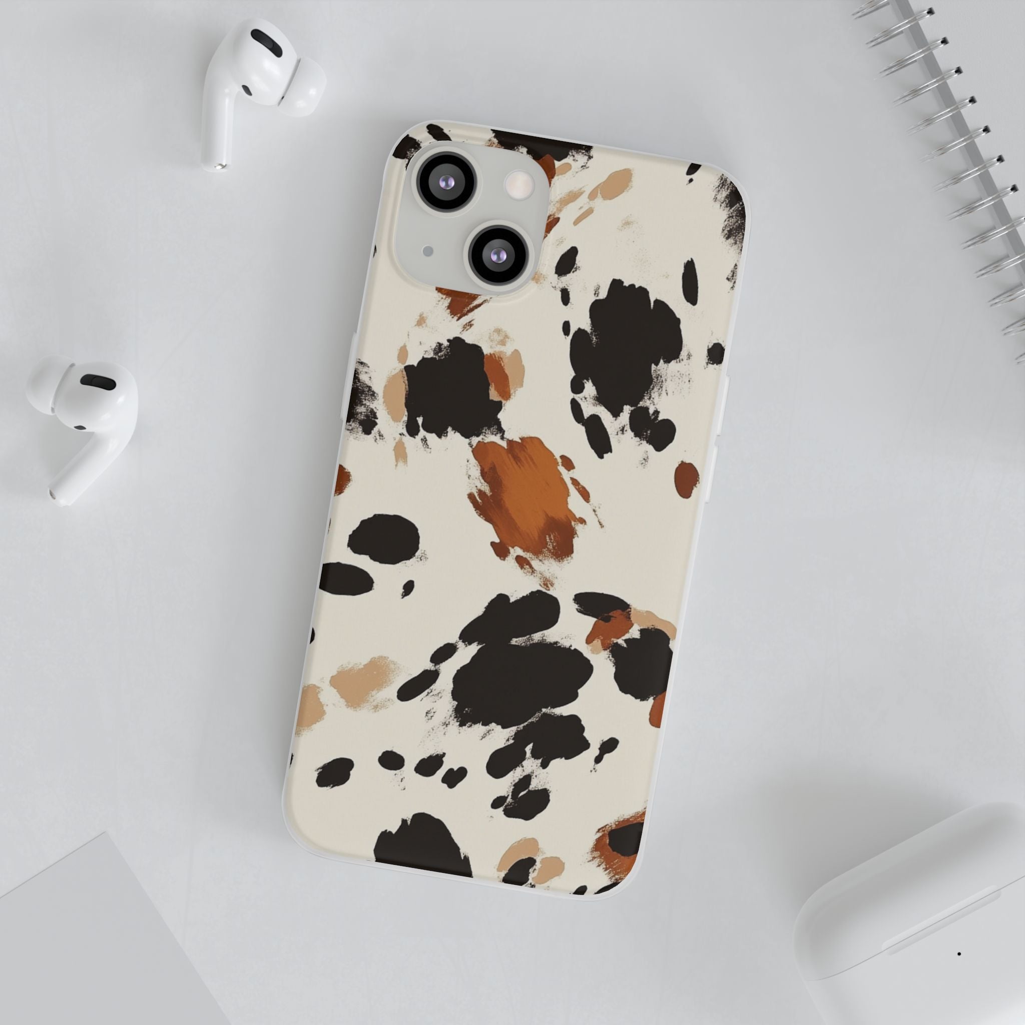Brown Cow Print Phone Case, Artsulli - Art is Long, Life is Short, Phone Case, , , , , , ,
