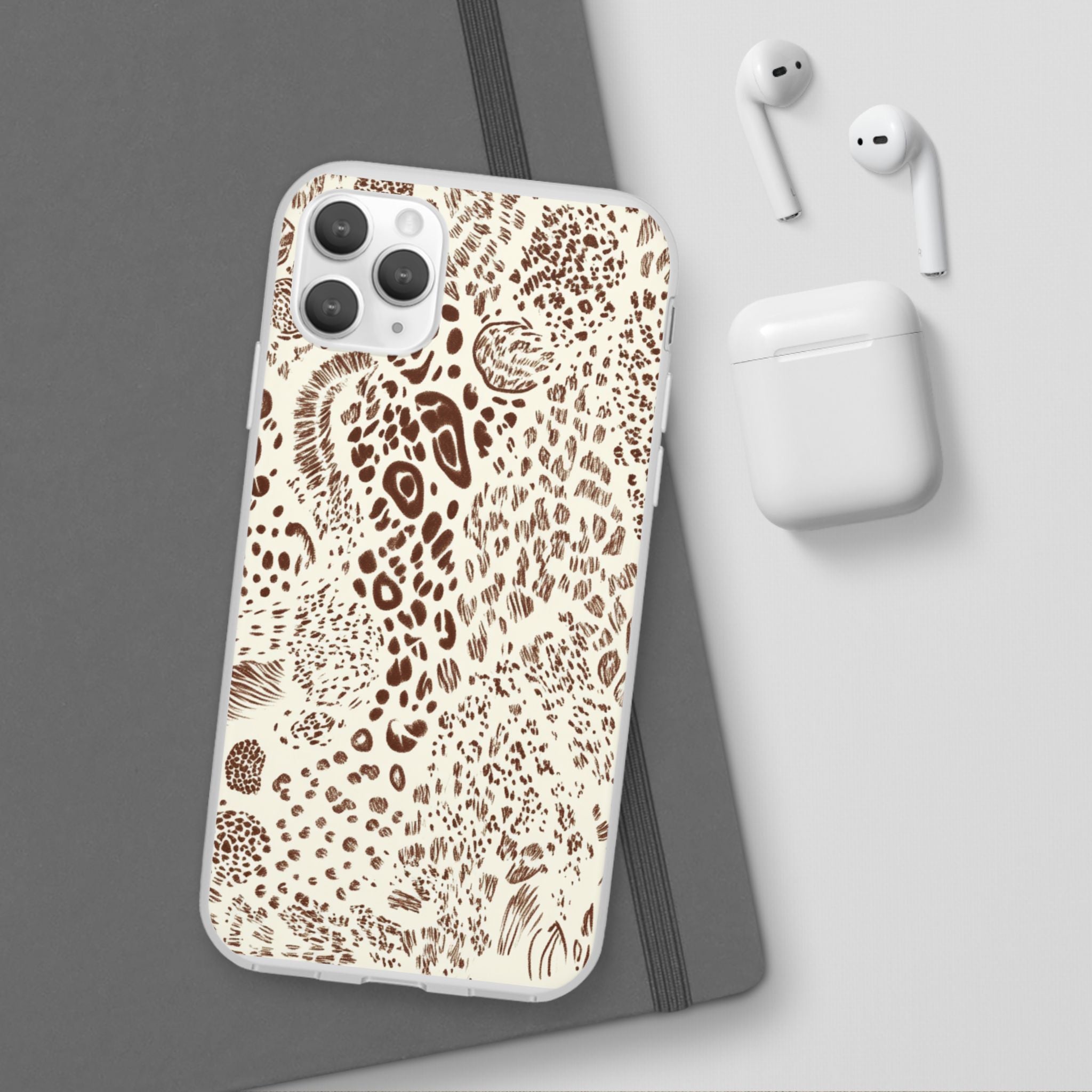 Brown Animal Print Flexi Case, Artsulli - Art is Long, Life is Short, Phone Case, , , , , , ,