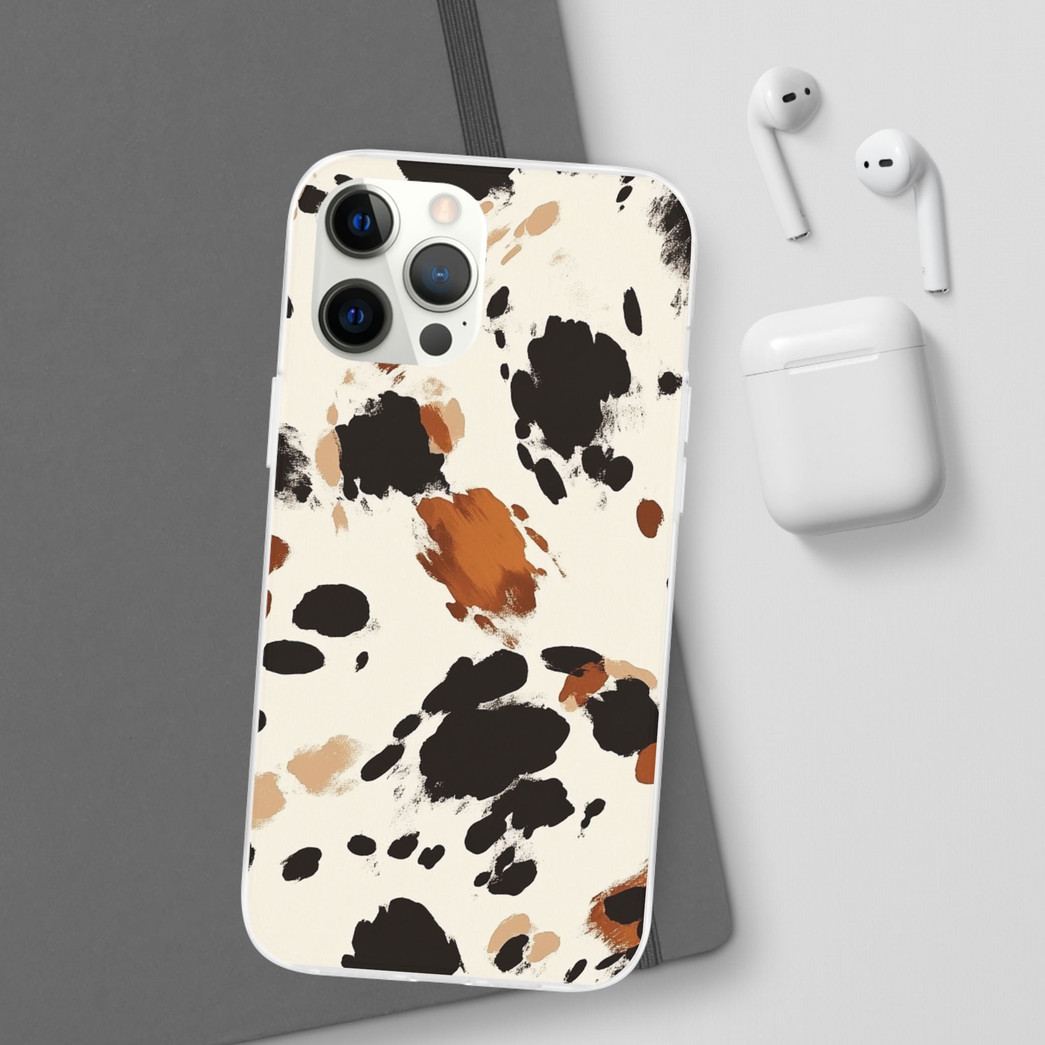 Brown Cow Print Phone Case, Artsulli - Art is Long, Life is Short, Phone Case, , , , , , ,
