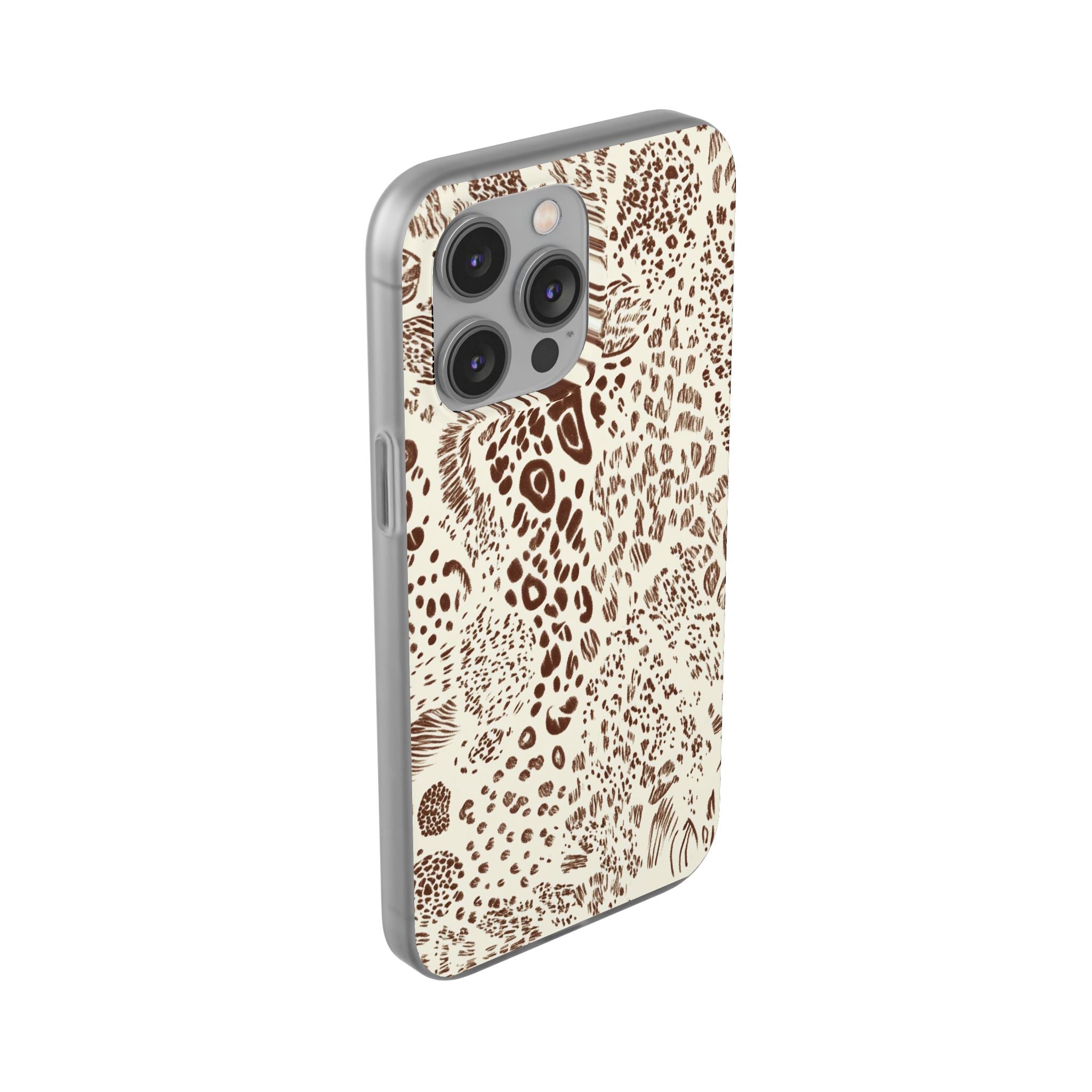 Brown Animal Print Flexi Case, Artsulli - Art is Long, Life is Short, Phone Case, , , , , , ,