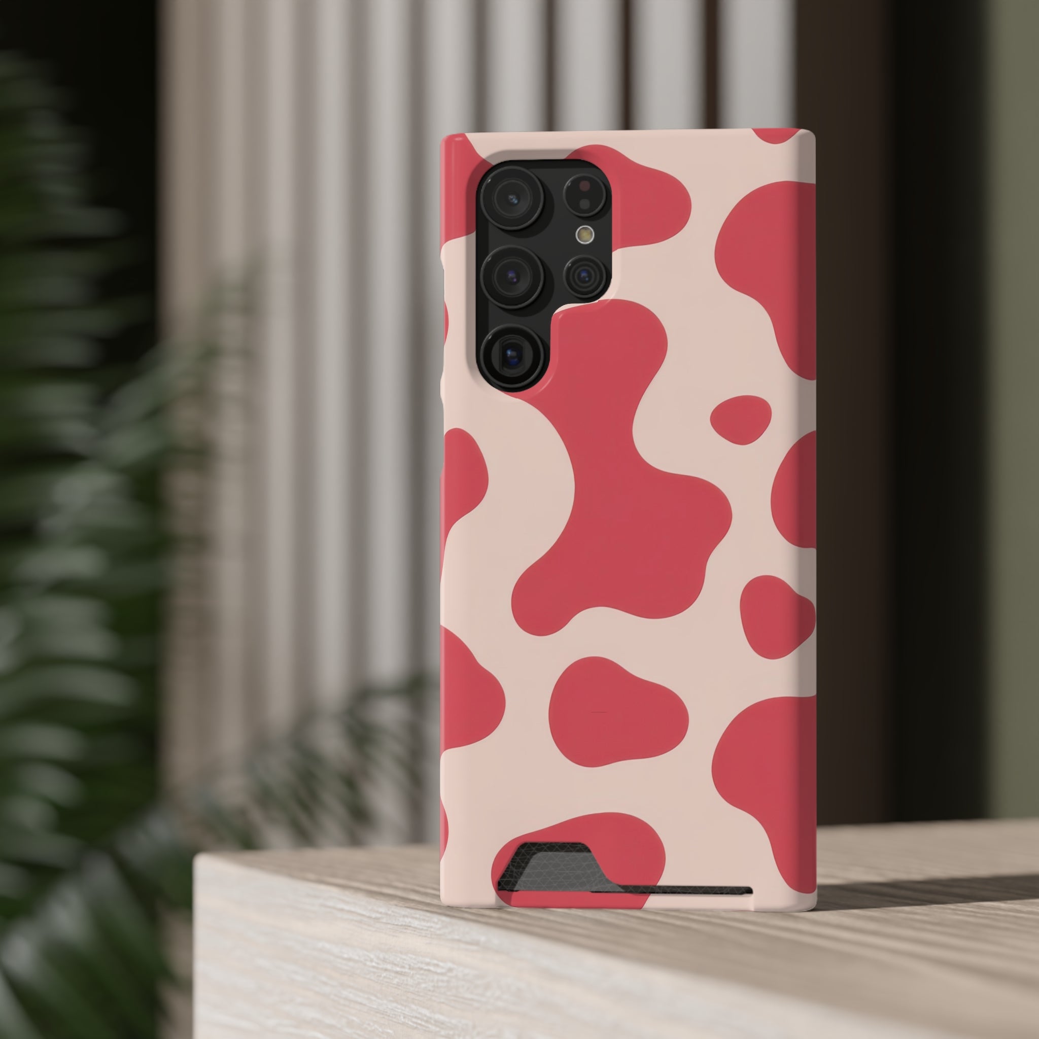 Red Jungle Cow Phone Case With Card Holder, Artsulli - Art is Long, Life is Short, Phone Case, , , , , , ,