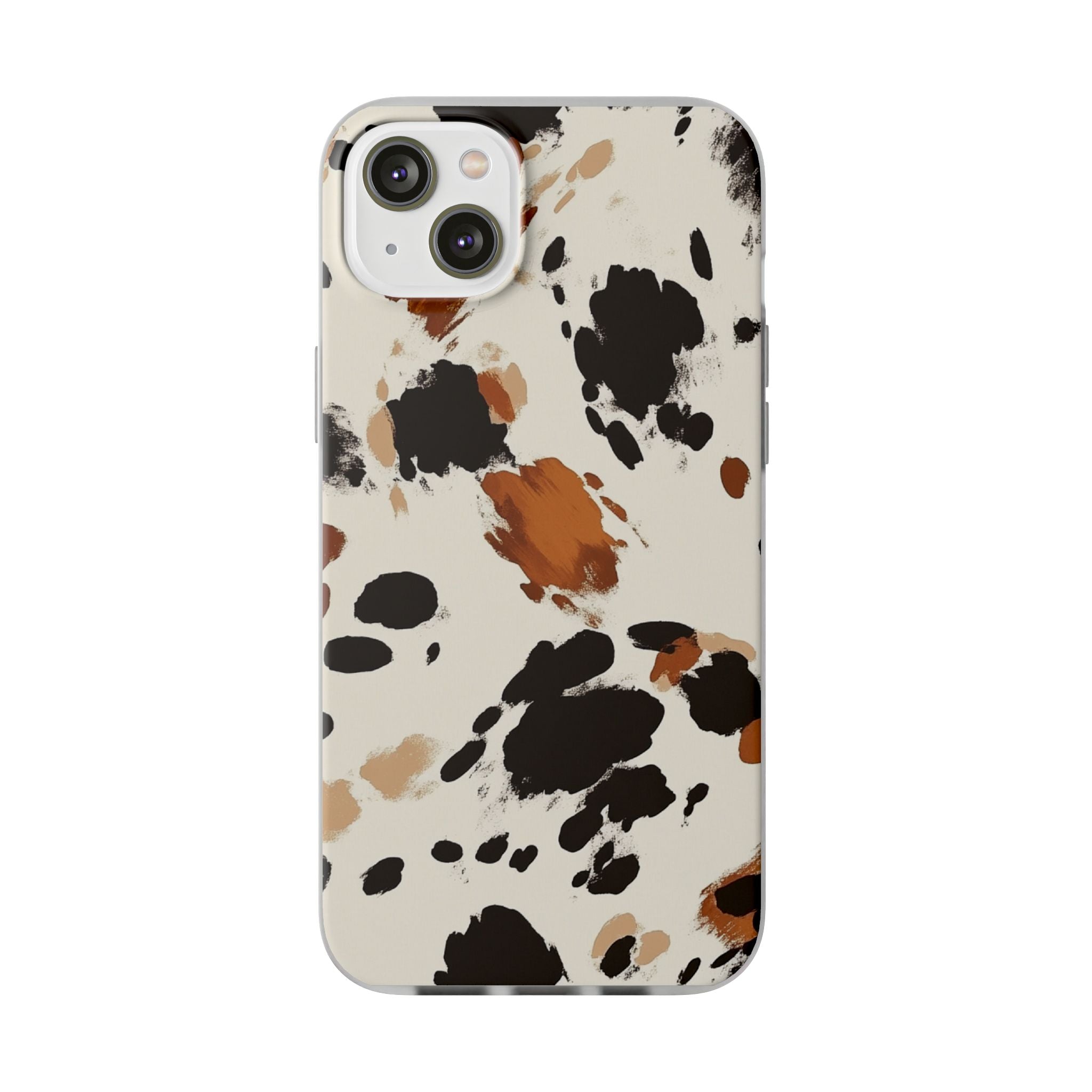 Brown Cow Print Phone Case, Artsulli - Art is Long, Life is Short, Phone Case, Size, iPhone 14 Plus with gift packaging, , , , , 22104202298953371904