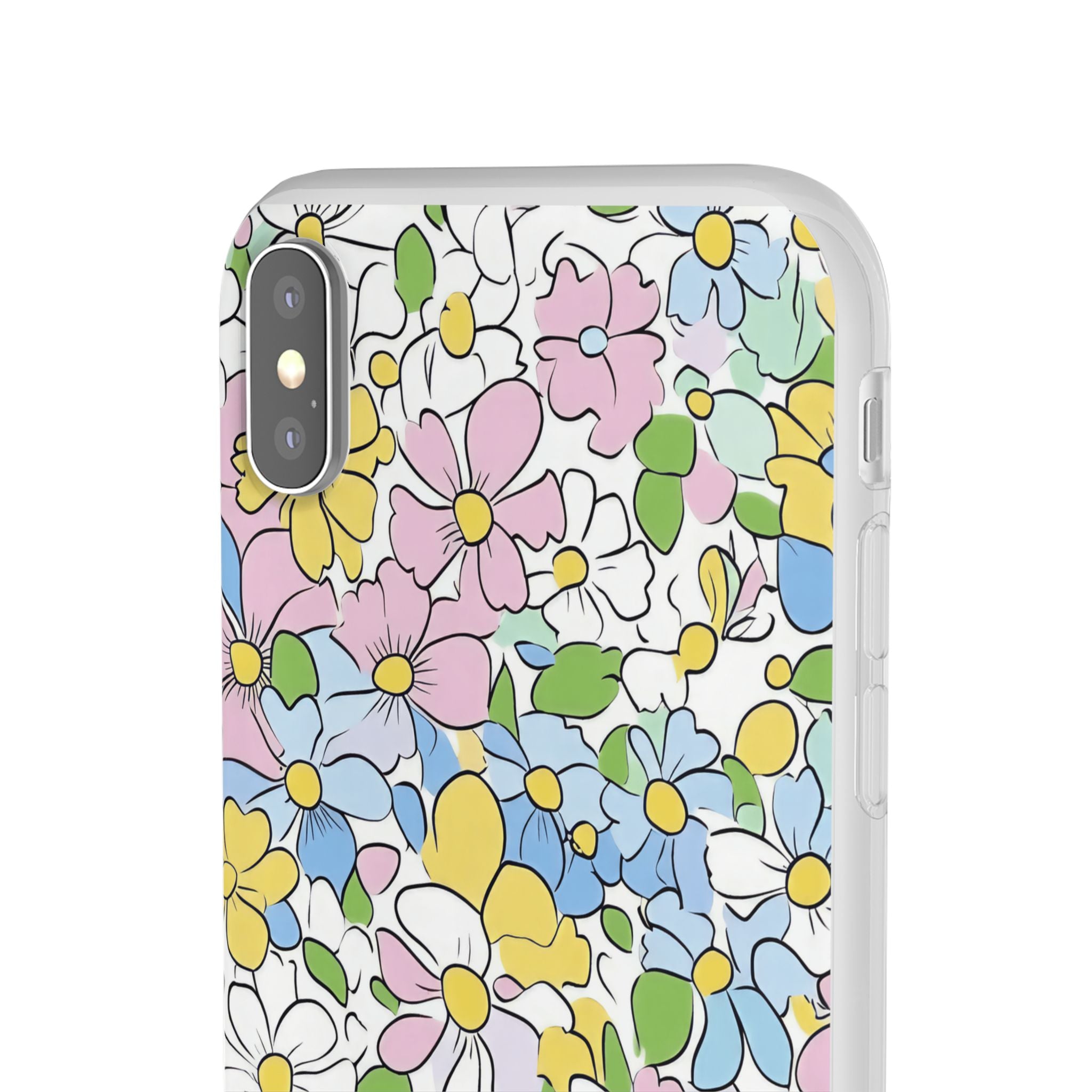 Colorful Floral Clear Flexi Case, Artsulli - Art is Long, Life is Short, Phone Case, , , , , , ,