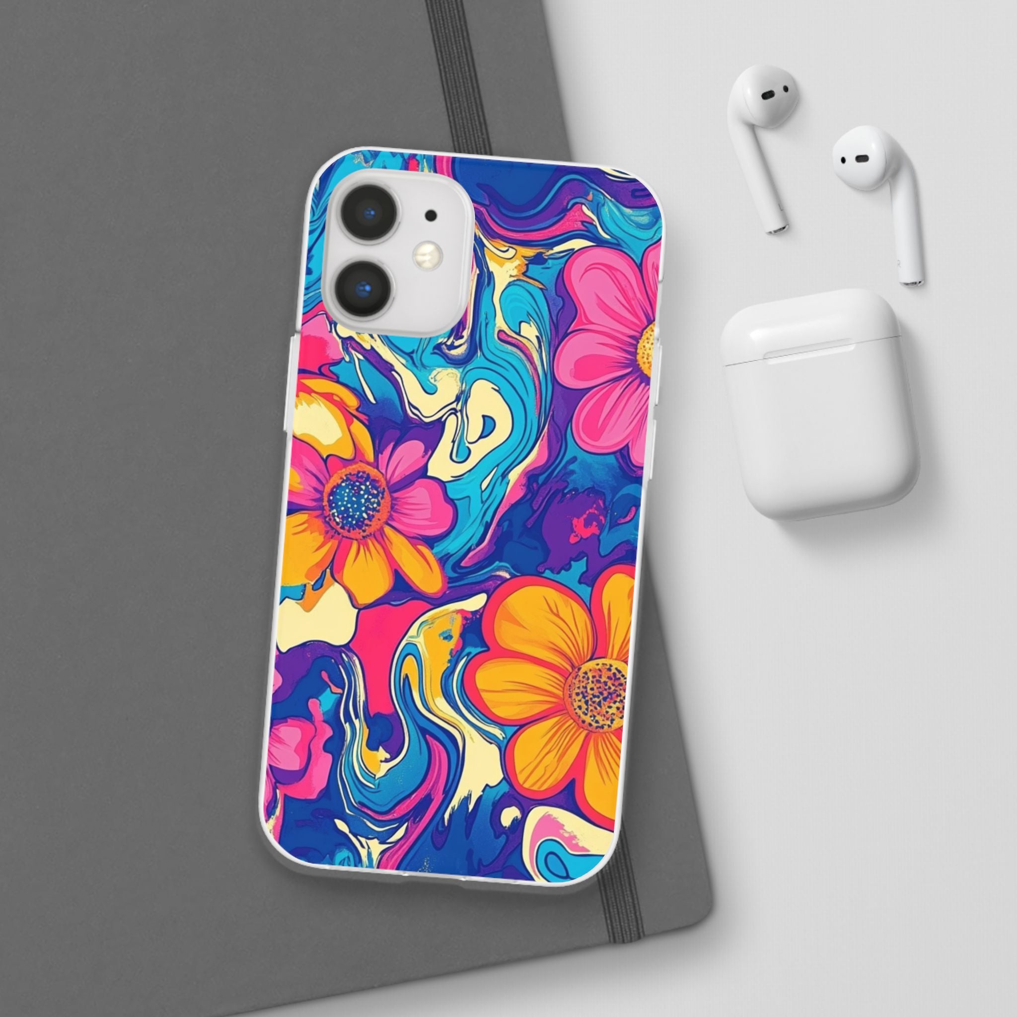 Vibrant Psychedelic Floral Flexi Case, Artsulli - Art is Long, Life is Short, Phone Case, , , , , , ,
