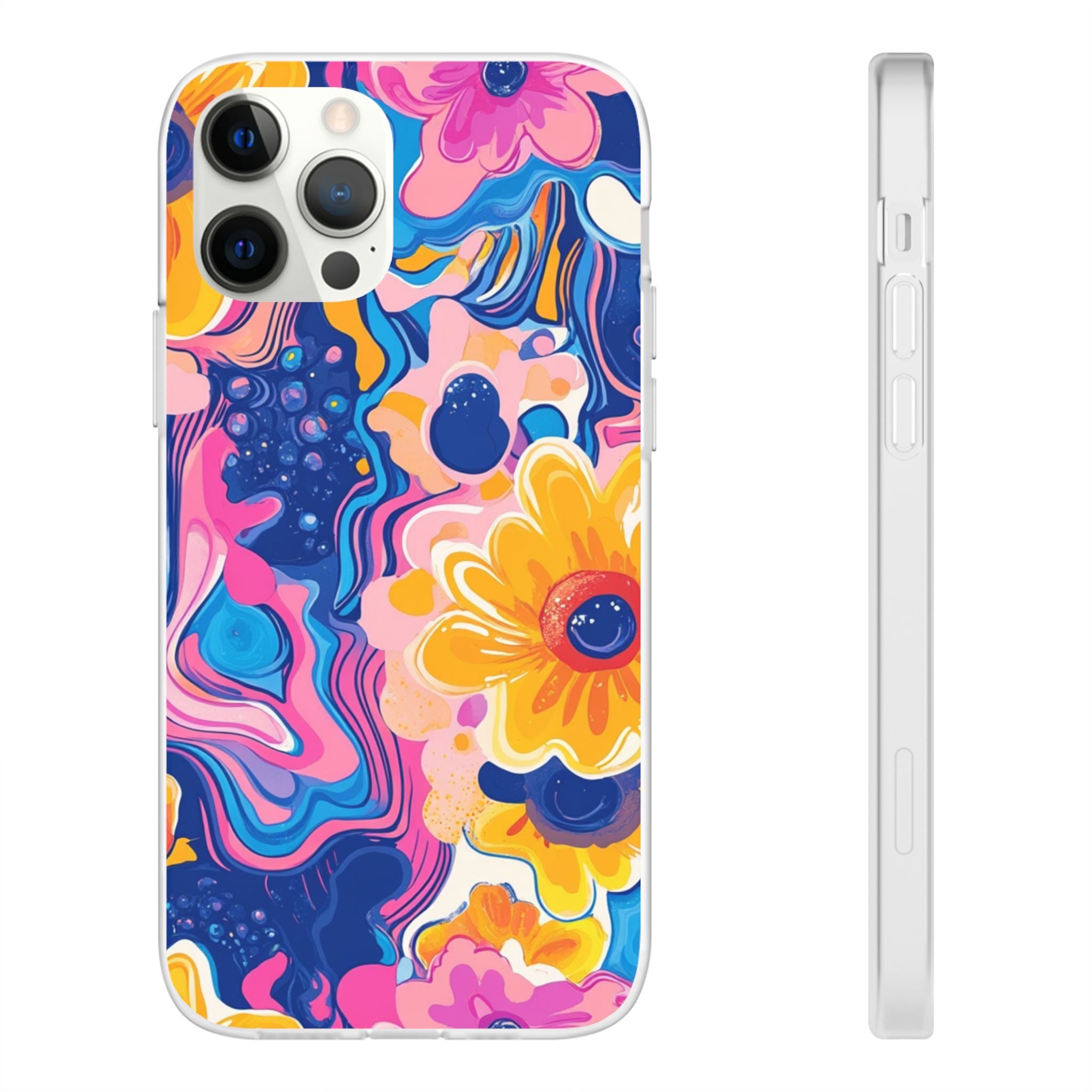 Psychedelic Floral iPhone Case, Artsulli - Art is Long, Life is Short, Phone Case, Size, iPhone 12 Pro with gift packaging, , , , , 89382443999547656536