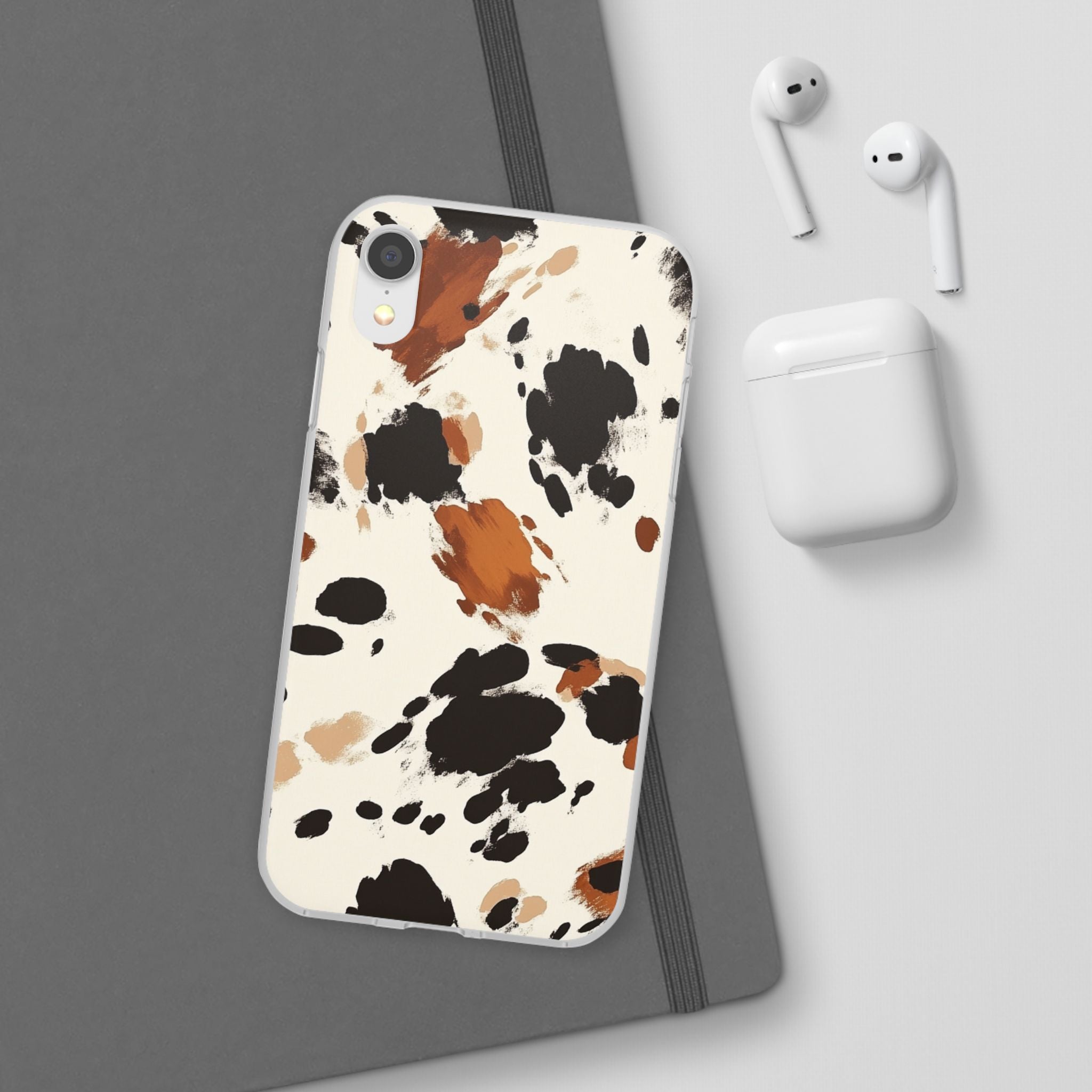 Brown Cow Print Phone Case, Artsulli - Art is Long, Life is Short, Phone Case, , , , , , ,