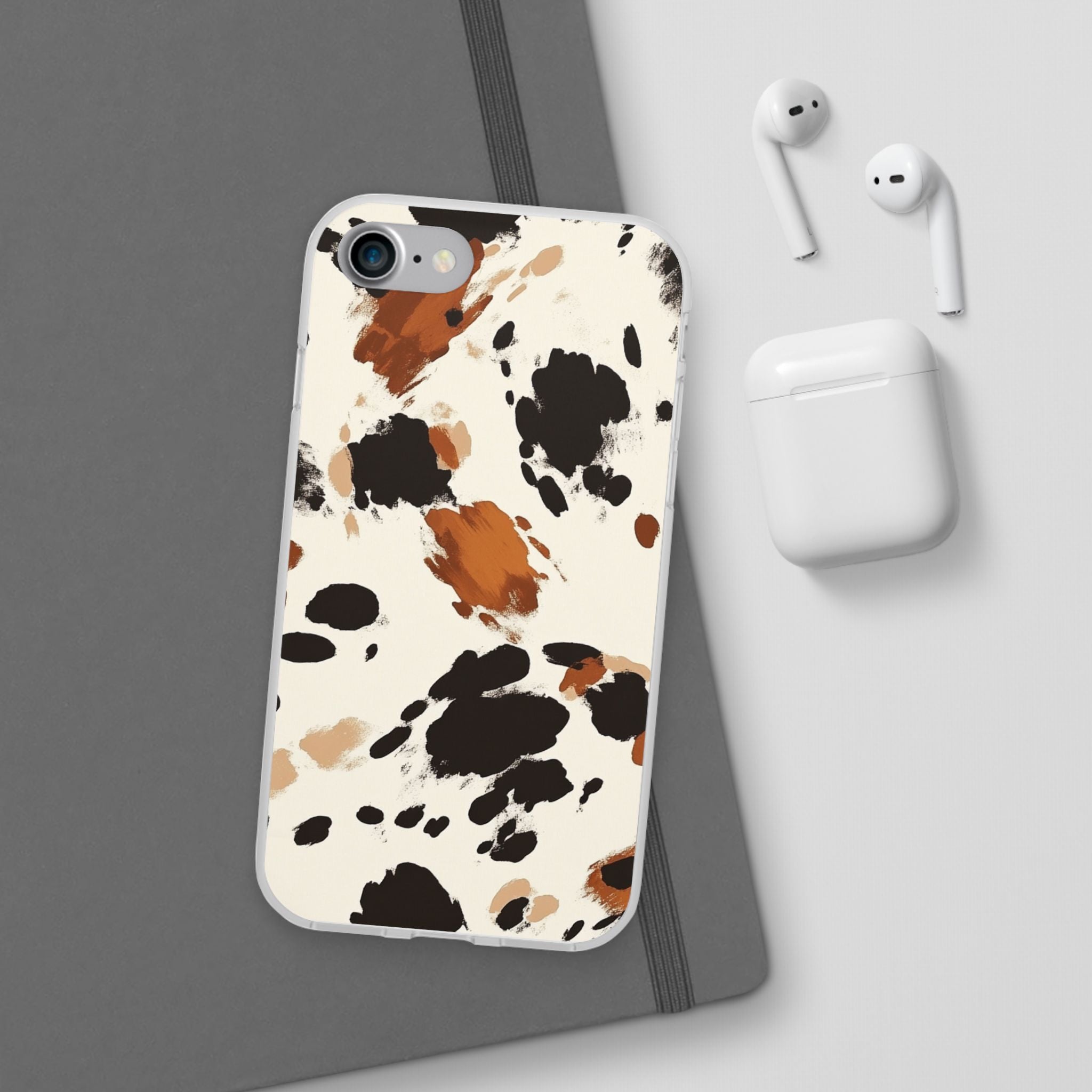 Brown Cow Print Phone Case, Artsulli - Art is Long, Life is Short, Phone Case, , , , , , ,