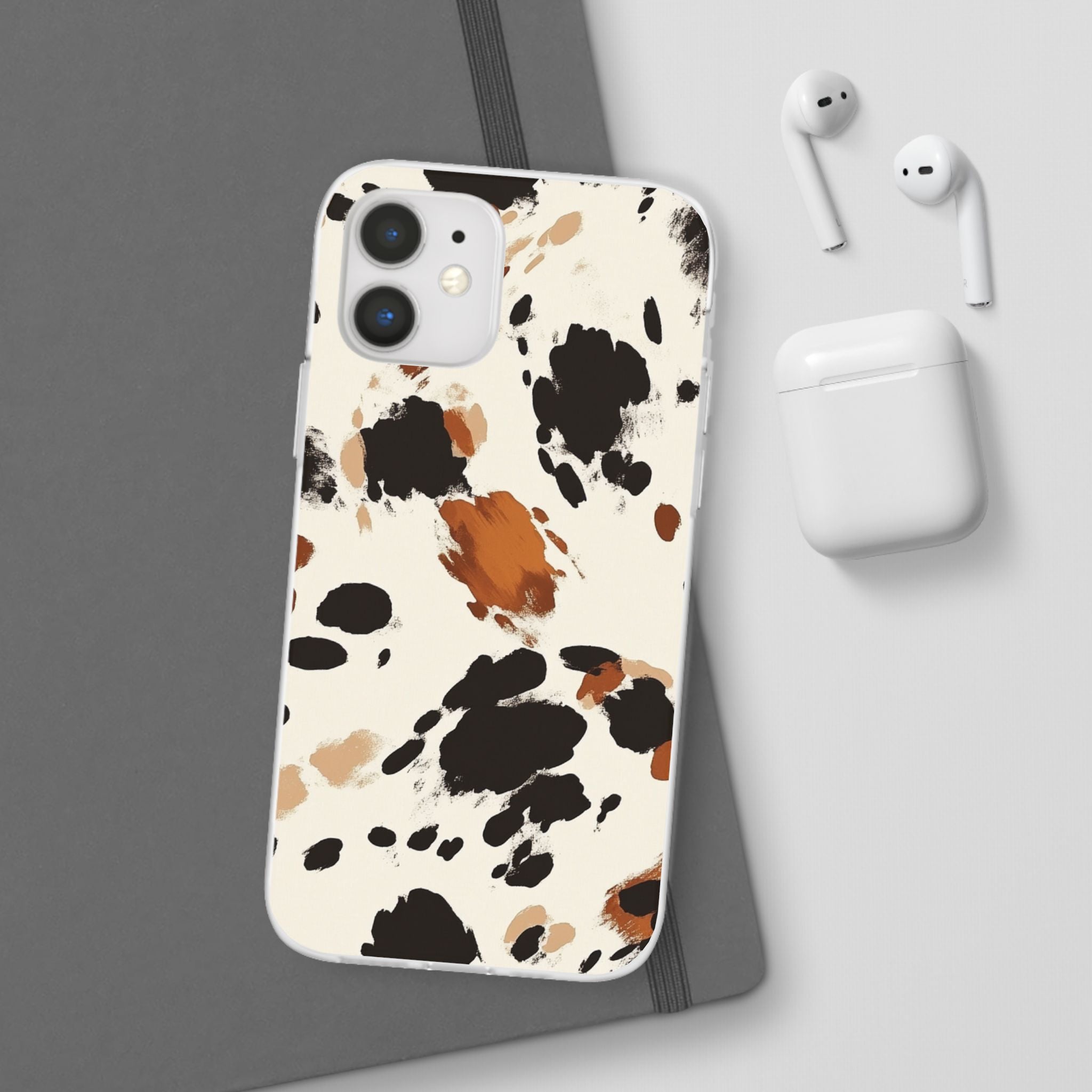 Brown Cow Print Phone Case, Artsulli - Art is Long, Life is Short, Phone Case, , , , , , ,