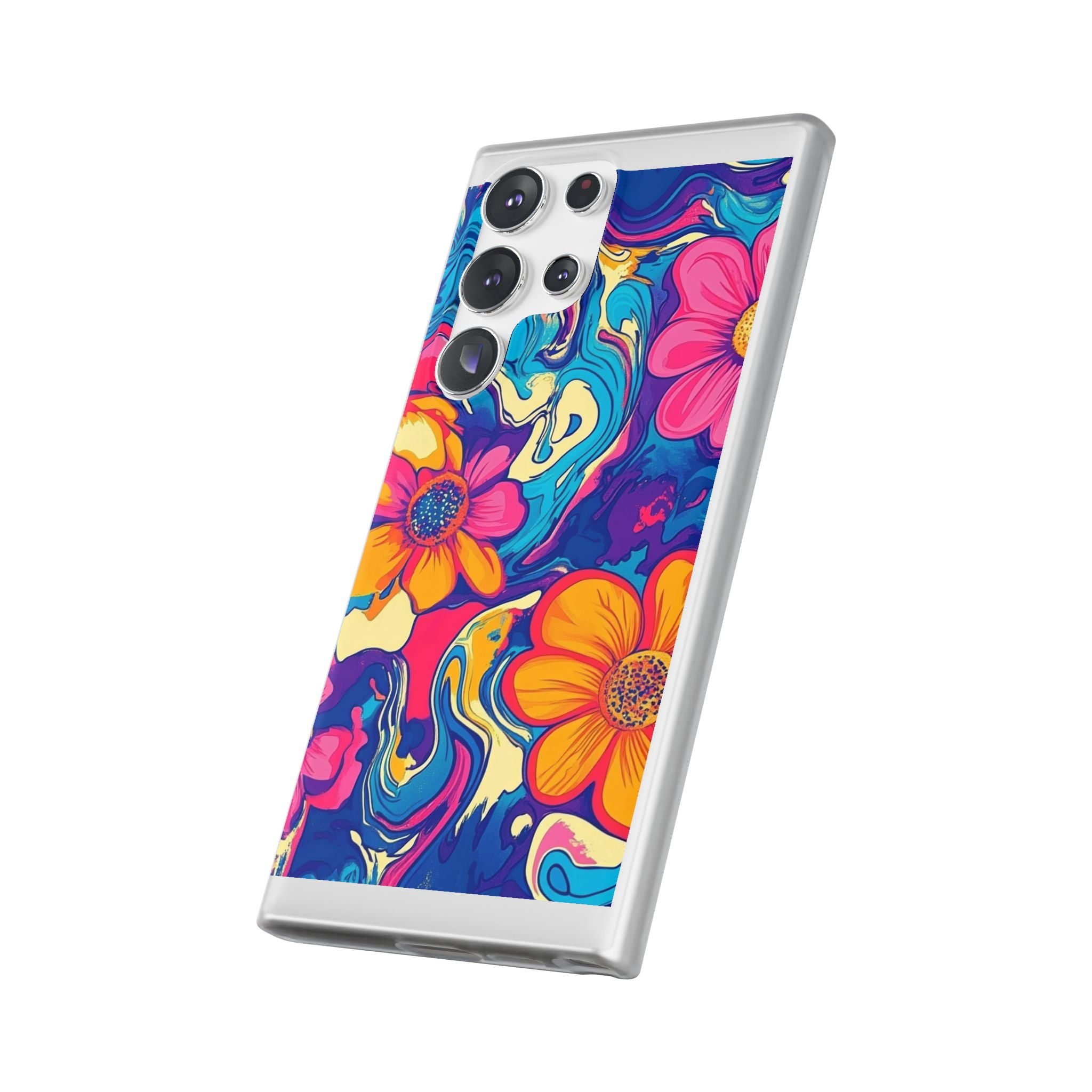 Vibrant Psychedelic Floral Flexi Case, Artsulli - Art is Long, Life is Short, Phone Case, , , , , , ,