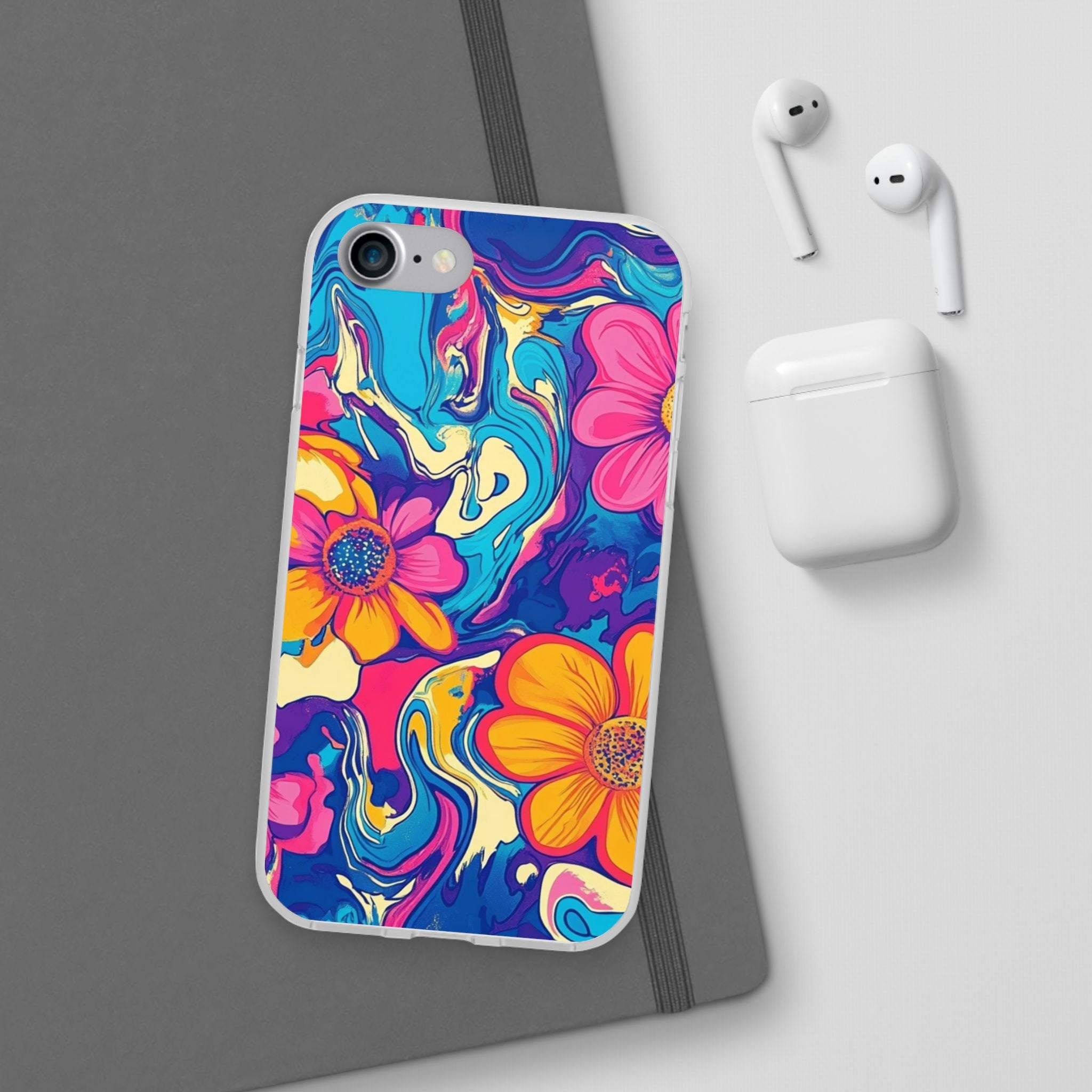 Vibrant Psychedelic Floral Flexi Case, Artsulli - Art is Long, Life is Short, Phone Case, , , , , , ,