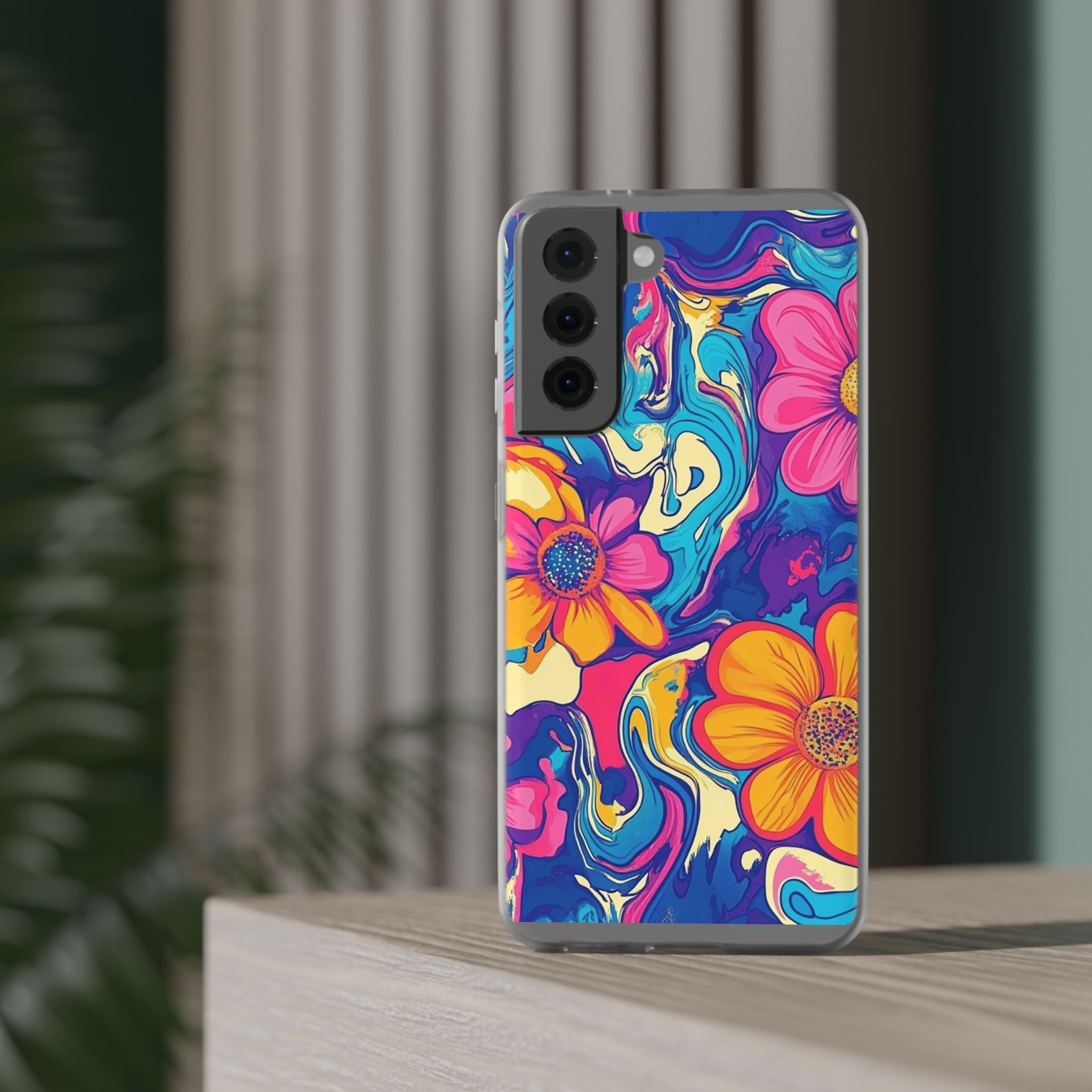 Vibrant Psychedelic Floral Flexi Case, Artsulli - Art is Long, Life is Short, Phone Case, , , , , , ,