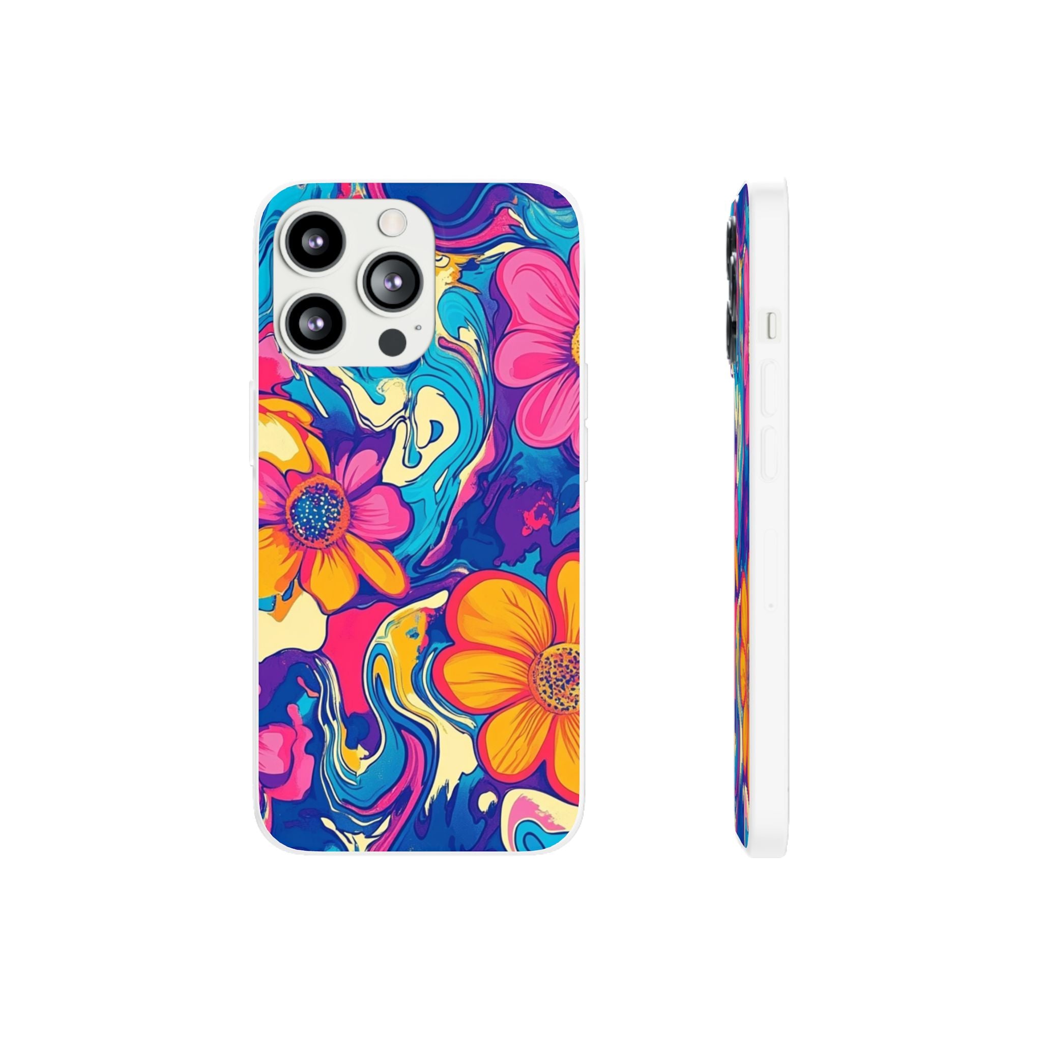 Vibrant Psychedelic Floral Flexi Case, Artsulli - Art is Long, Life is Short, Phone Case, Size, iPhone 13 Pro, , , , , 12280525340209570388