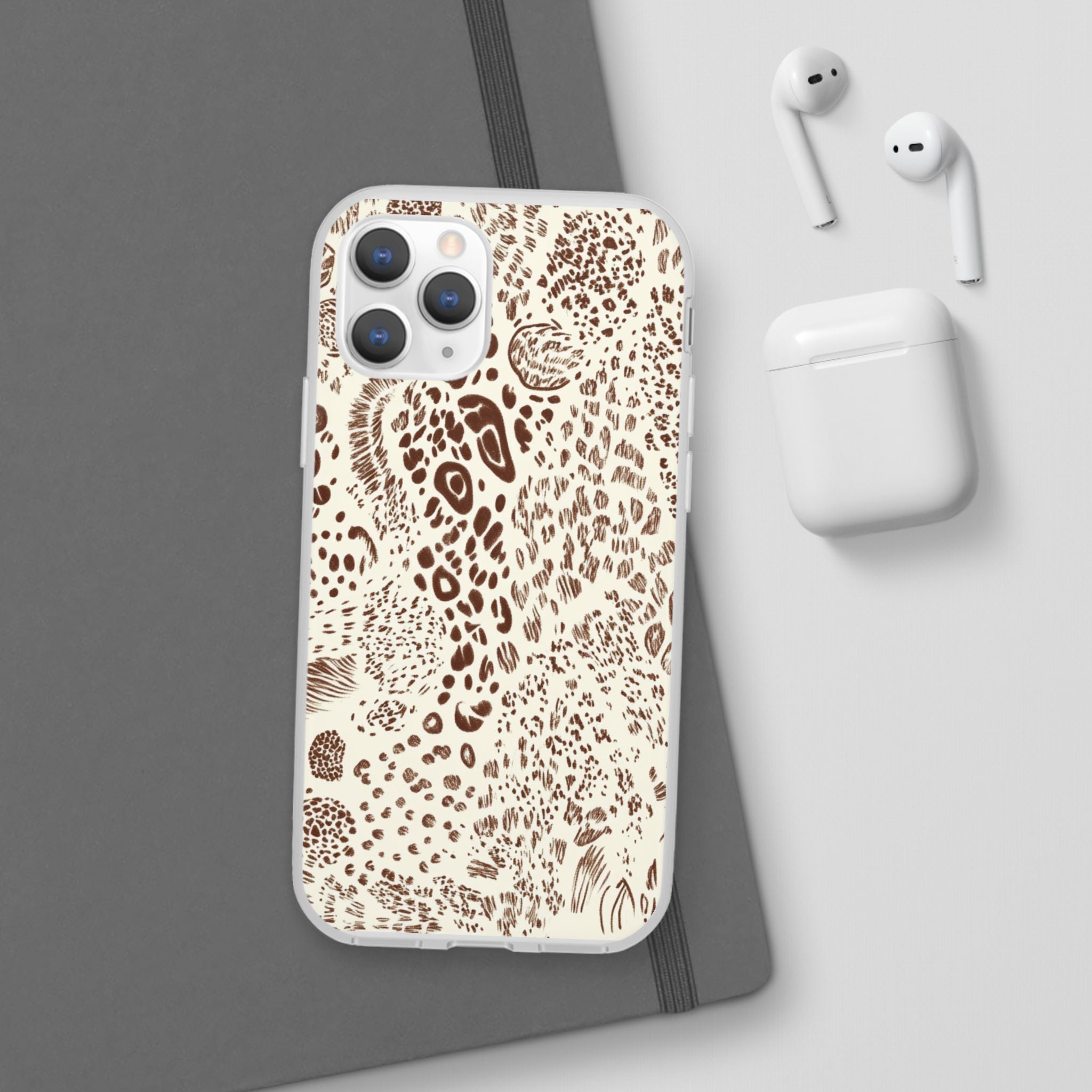Brown Animal Print Flexi Case, Artsulli - Art is Long, Life is Short, Phone Case, , , , , , ,