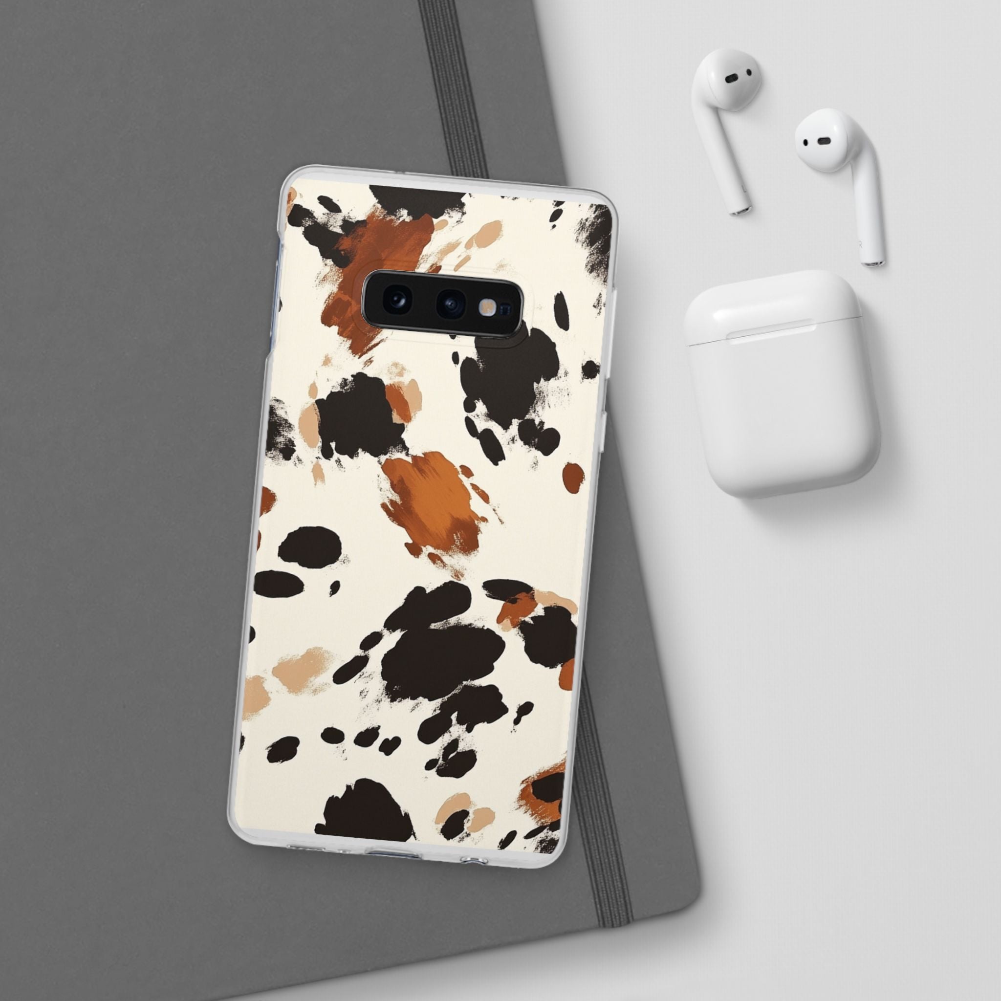 Brown Cow Print Phone Case, Artsulli - Art is Long, Life is Short, Phone Case, , , , , , ,