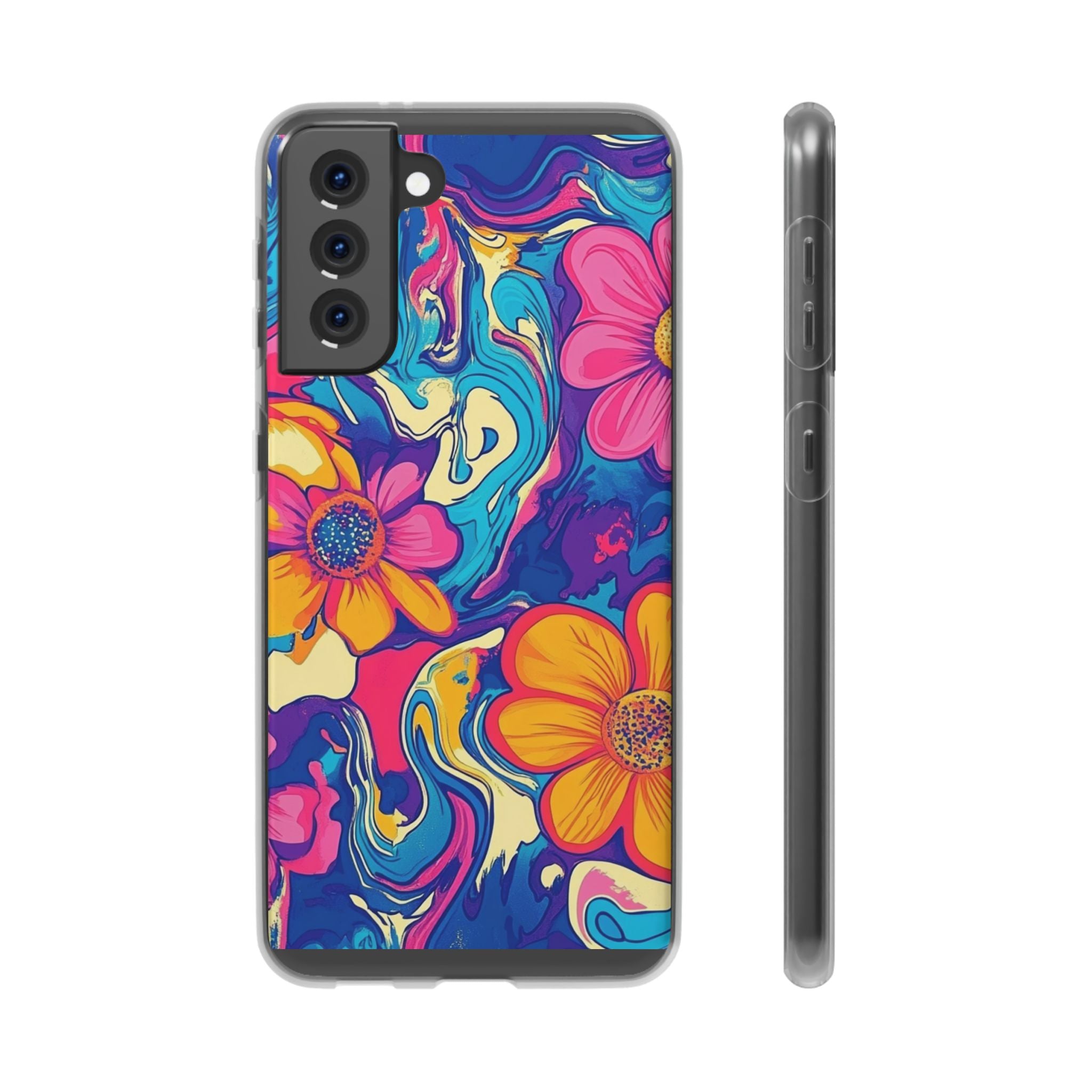 Vibrant Psychedelic Floral Flexi Case, Artsulli - Art is Long, Life is Short, Phone Case, Size, Samsung Galaxy S21 Plus with gift packaging, , , , , 19118857303026548549