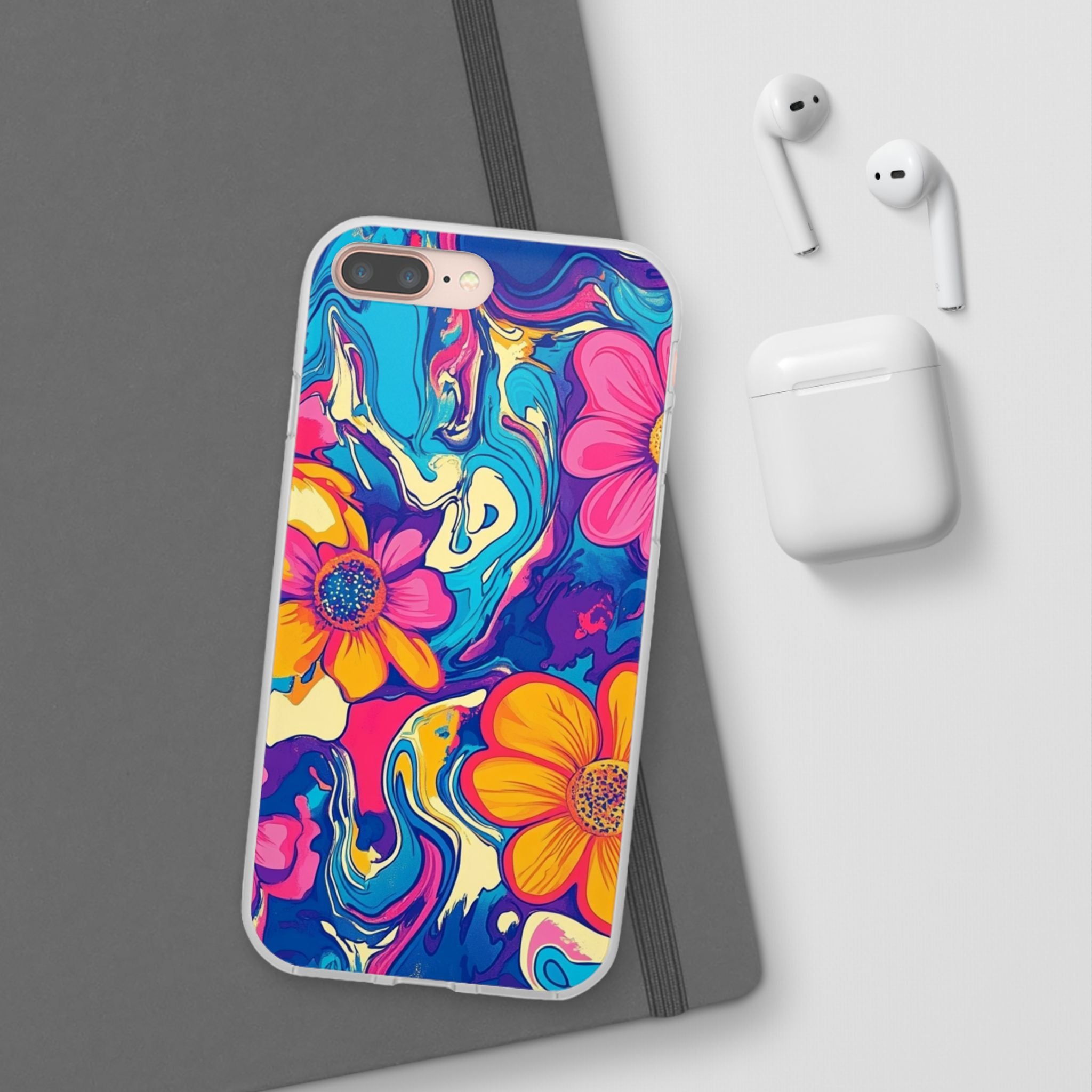 Vibrant Psychedelic Floral Flexi Case, Artsulli - Art is Long, Life is Short, Phone Case, , , , , , ,