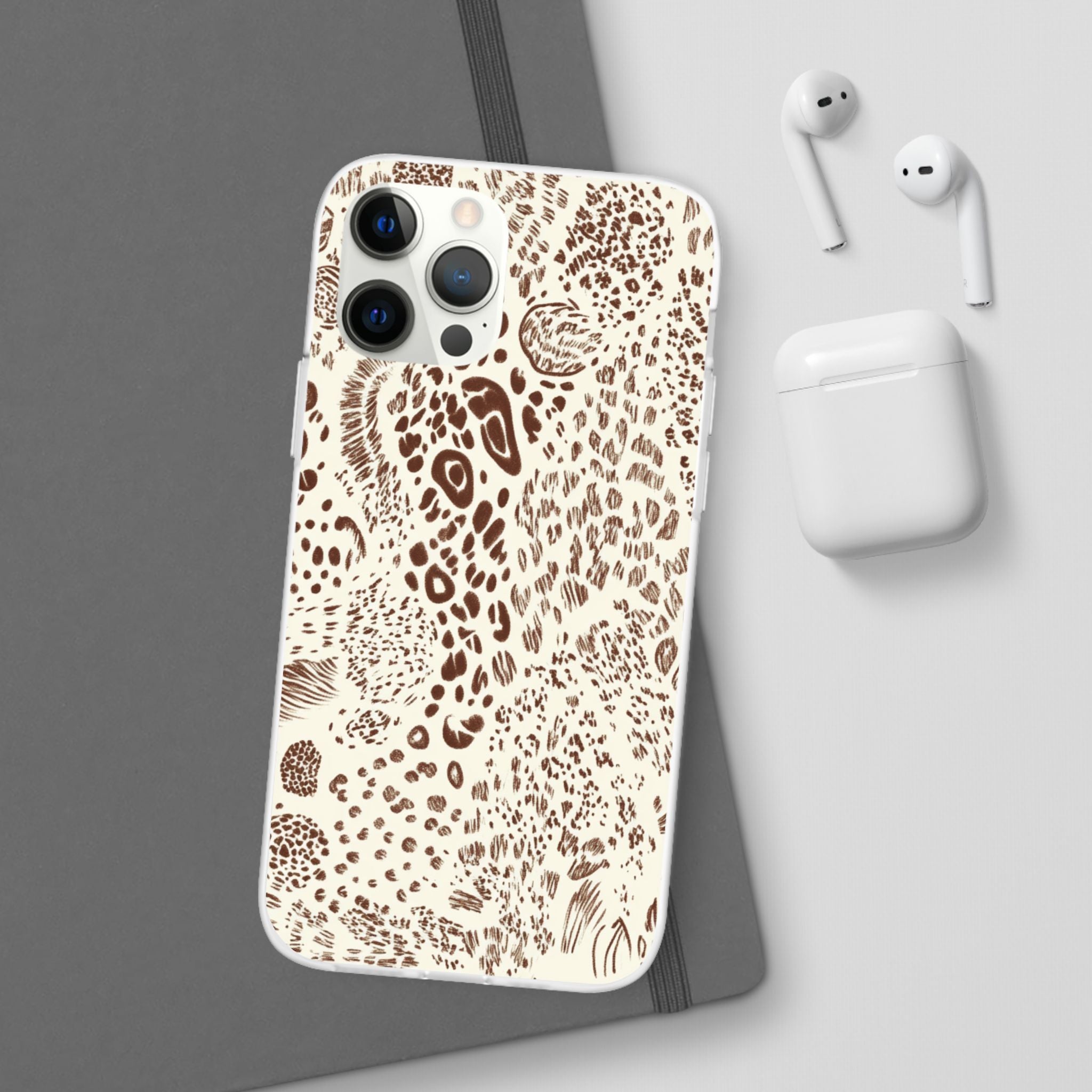 Brown Animal Print Flexi Case, Artsulli - Art is Long, Life is Short, Phone Case, , , , , , ,