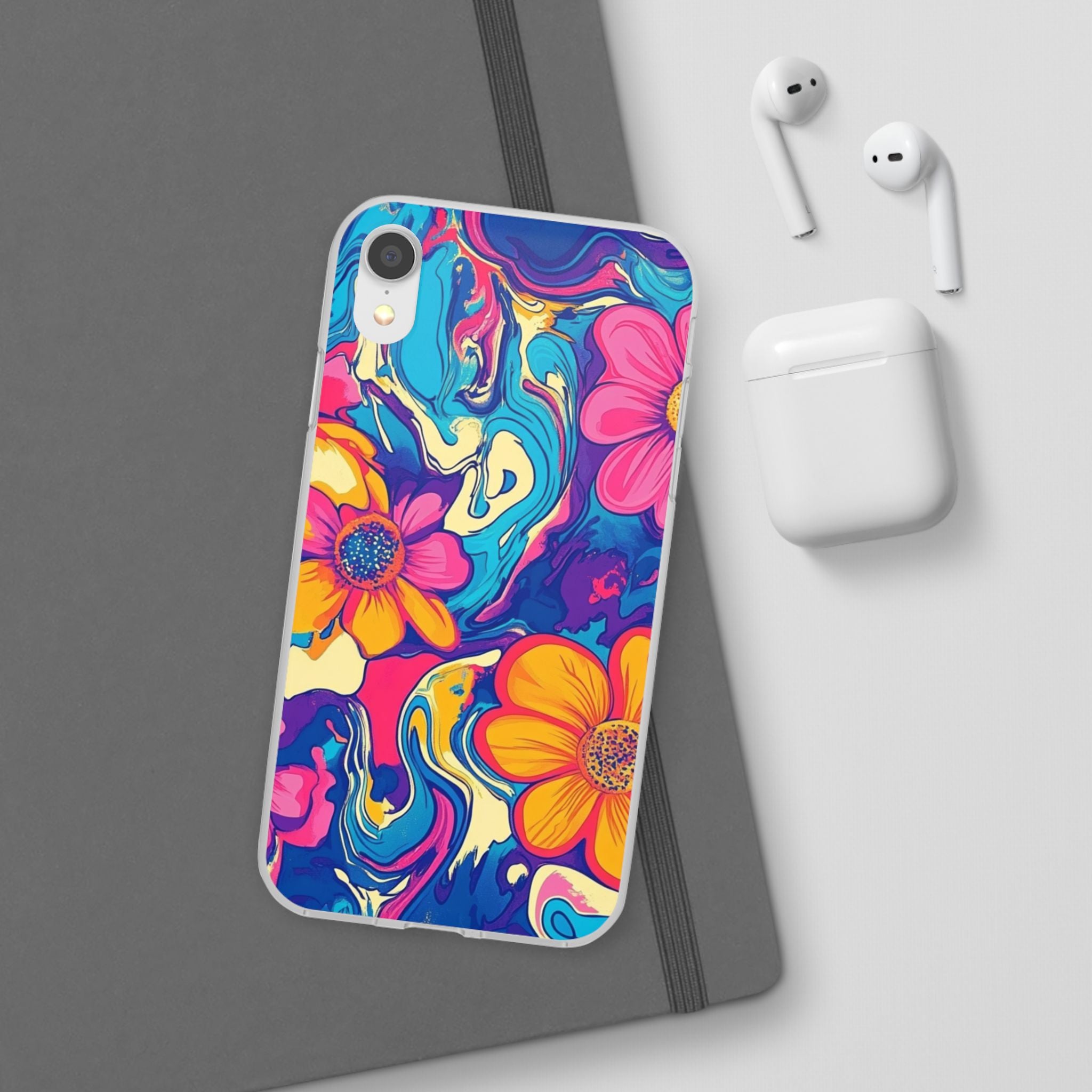 Vibrant Psychedelic Floral Flexi Case, Artsulli - Art is Long, Life is Short, Phone Case, , , , , , ,