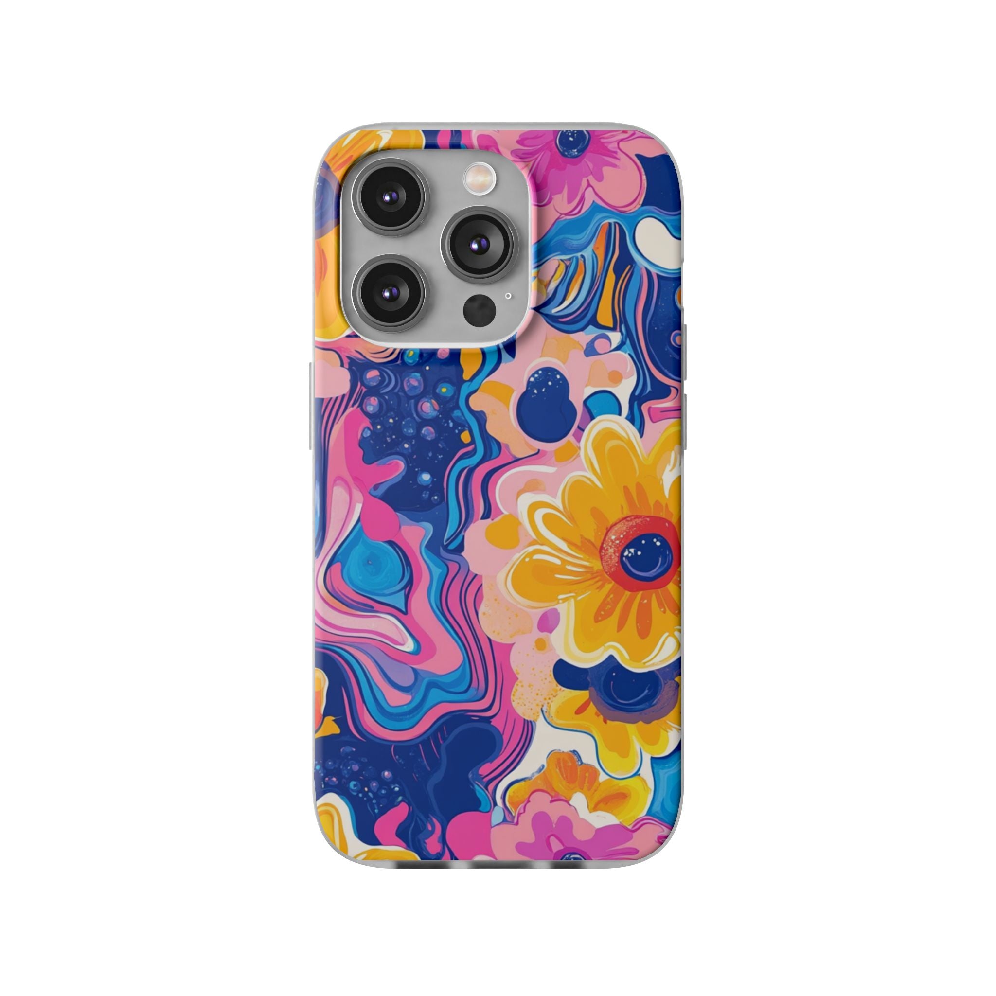 Psychedelic Floral iPhone Case, Artsulli - Art is Long, Life is Short, Phone Case, Size, iPhone 14 Pro with gift packaging, , , , , 14476453997348461824