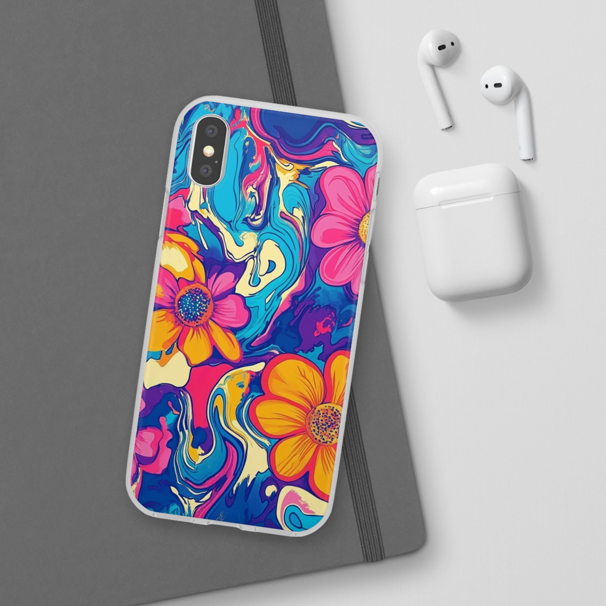 Vibrant Psychedelic Floral Flexi Case, Artsulli - Art is Long, Life is Short, Phone Case, , , , , , ,