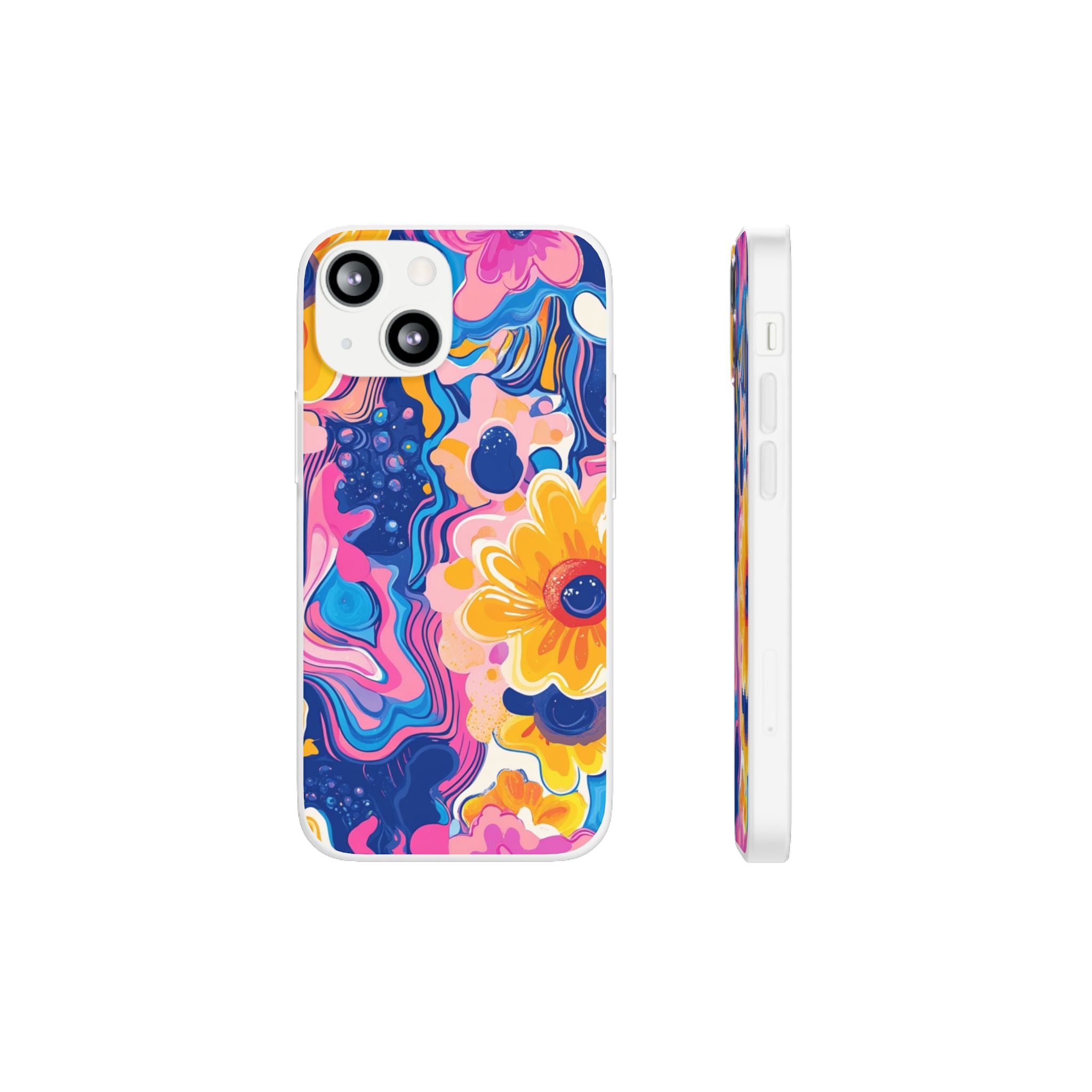 Psychedelic Floral iPhone Case, Artsulli - Art is Long, Life is Short, Phone Case, Size, iPhone 13 Mini with gift packaging, , , , , 29388397350876417192