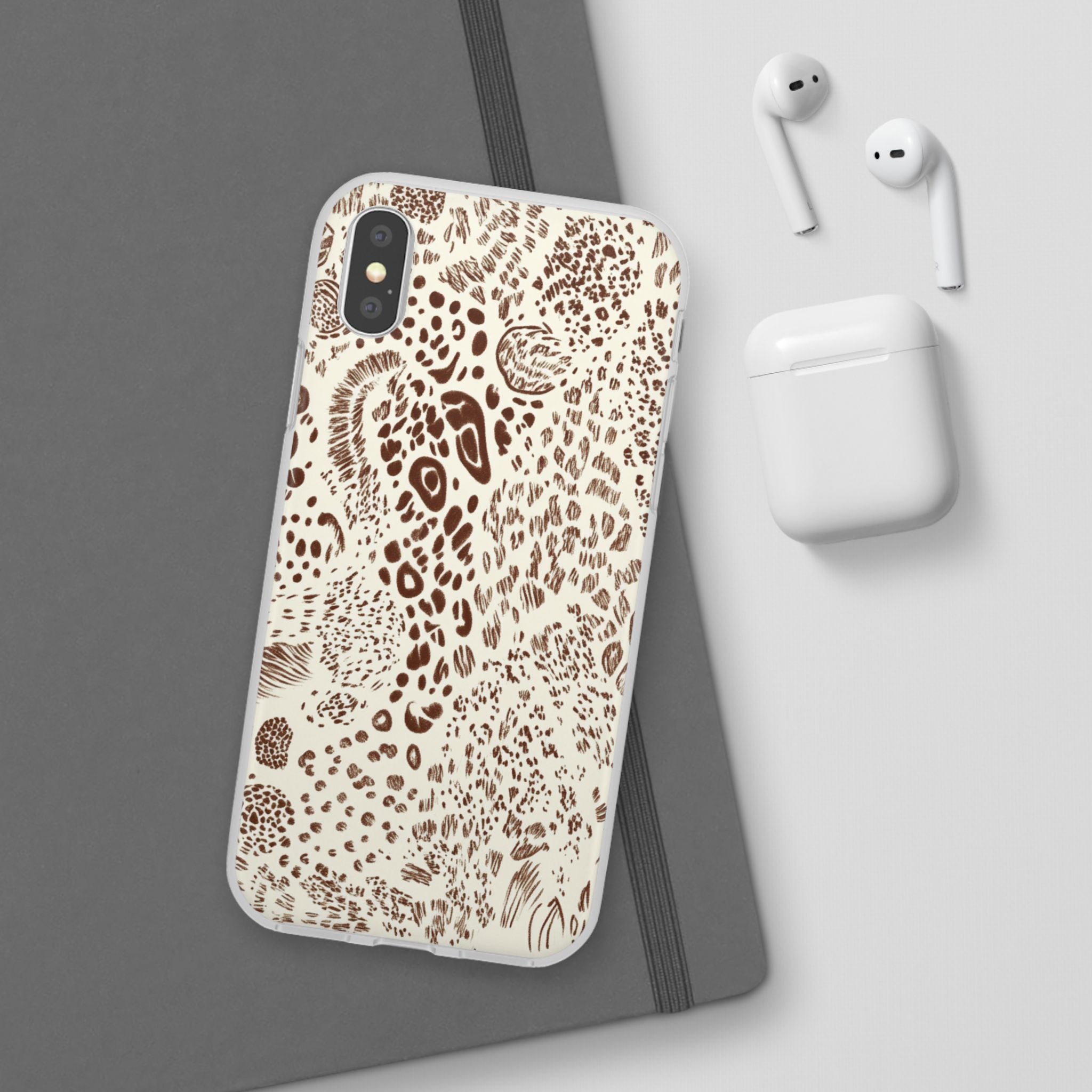 Brown Animal Print Flexi Case, Artsulli - Art is Long, Life is Short, Phone Case, , , , , , ,