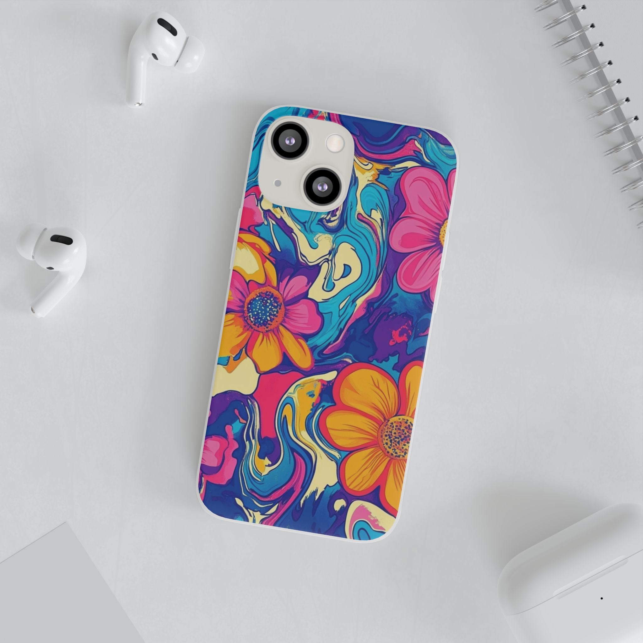 Vibrant Psychedelic Floral Flexi Case, Artsulli - Art is Long, Life is Short, Phone Case, , , , , , ,