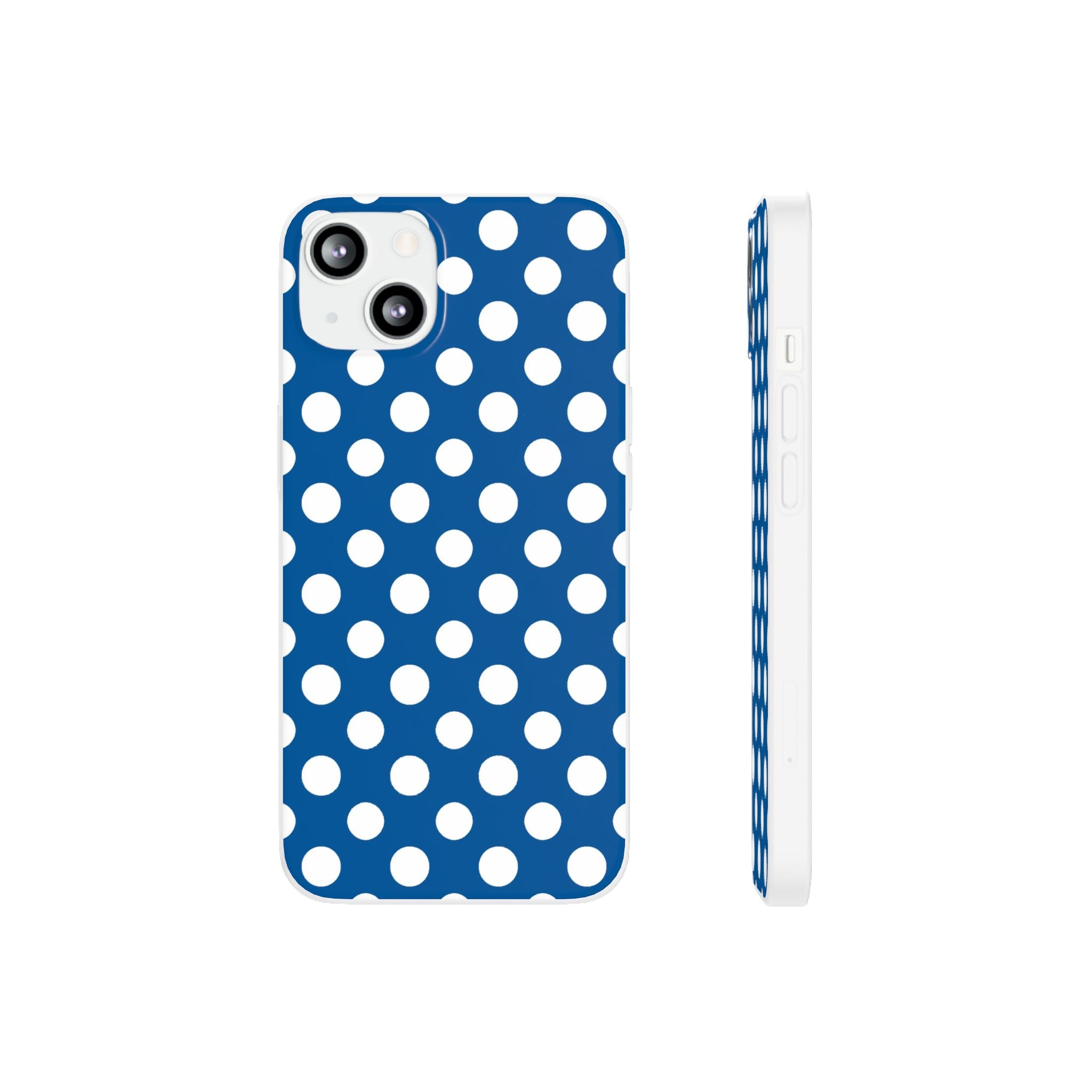 Blue and White Polka Dot iPhone Case, Artsulli - Art is Long, Life is Short, Phone Case, Size, iPhone 13 with gift packaging, , , , , 80892183187854607765