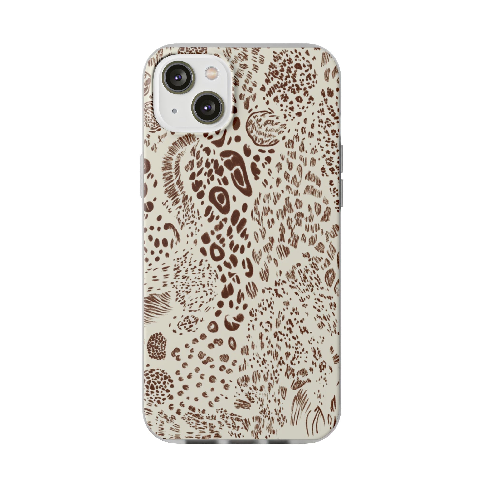 Brown Animal Print Flexi Case, Artsulli - Art is Long, Life is Short, Phone Case, Size, iPhone 14 Plus, , , , , 16740421972052351461