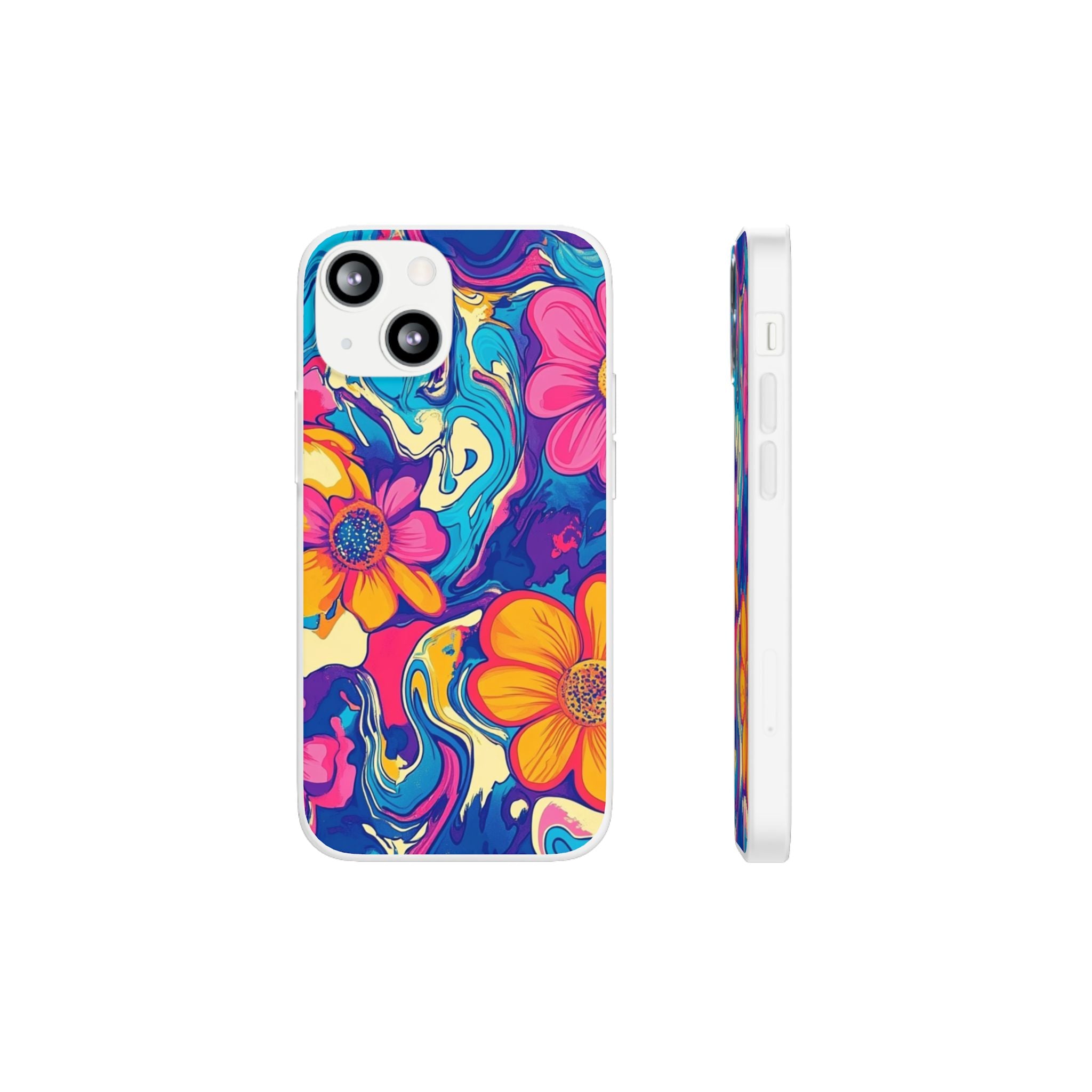 Vibrant Psychedelic Floral Flexi Case, Artsulli - Art is Long, Life is Short, Phone Case, Size, iPhone 13 Mini, , , , , 33891275110922589191