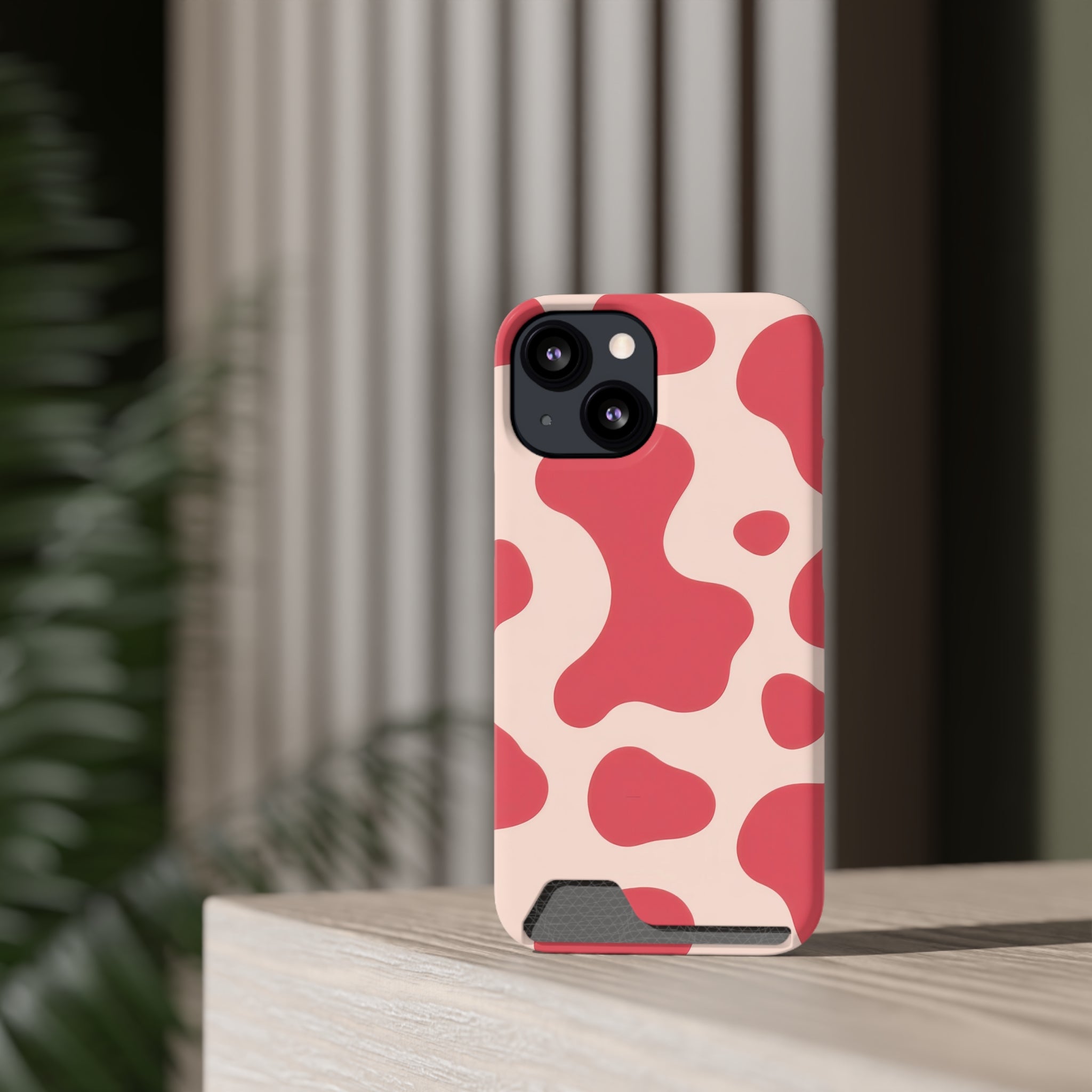 Red Jungle Cow Phone Case With Card Holder, Artsulli - Art is Long, Life is Short, Phone Case, , , , , , ,