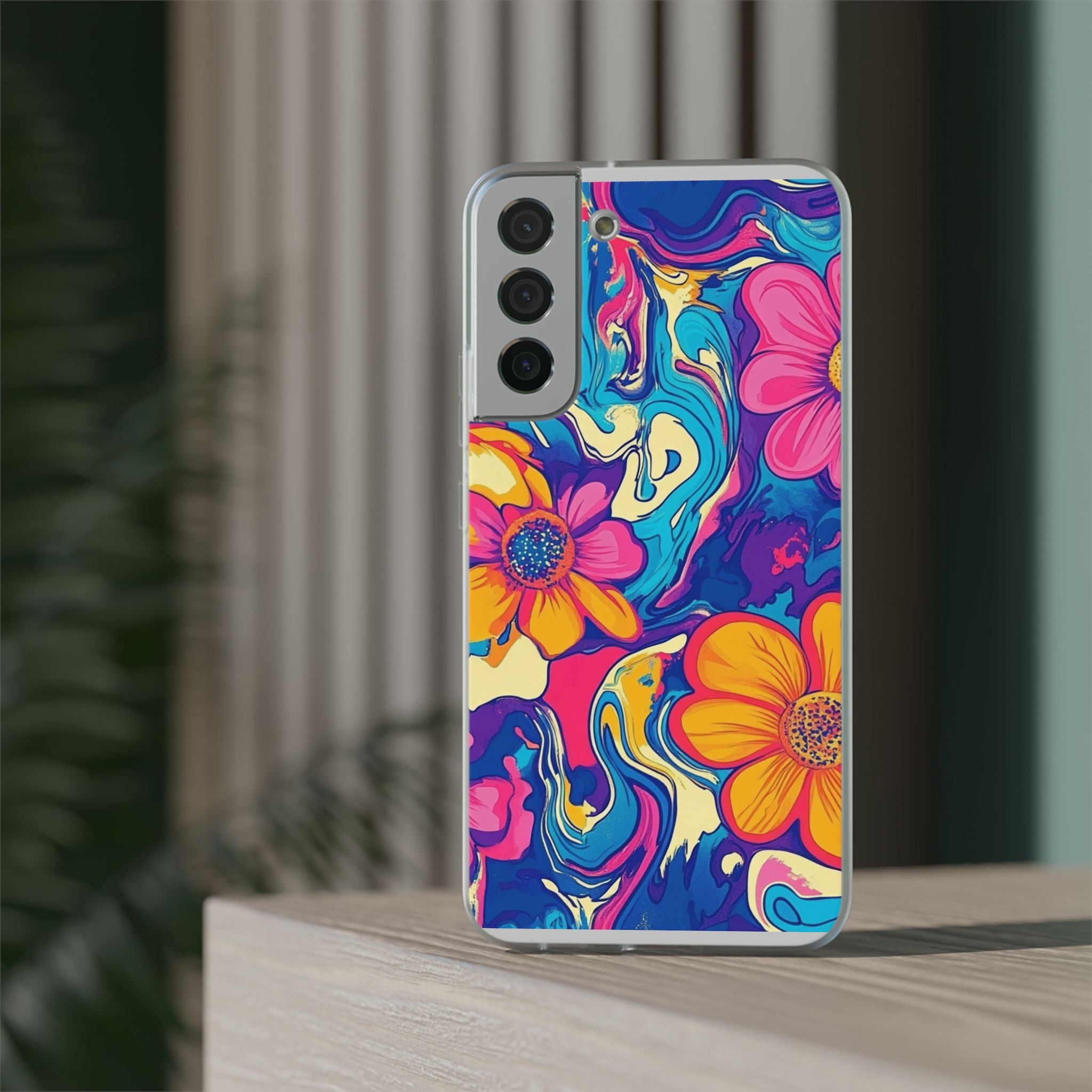Vibrant Psychedelic Floral Flexi Case, Artsulli - Art is Long, Life is Short, Phone Case, , , , , , ,