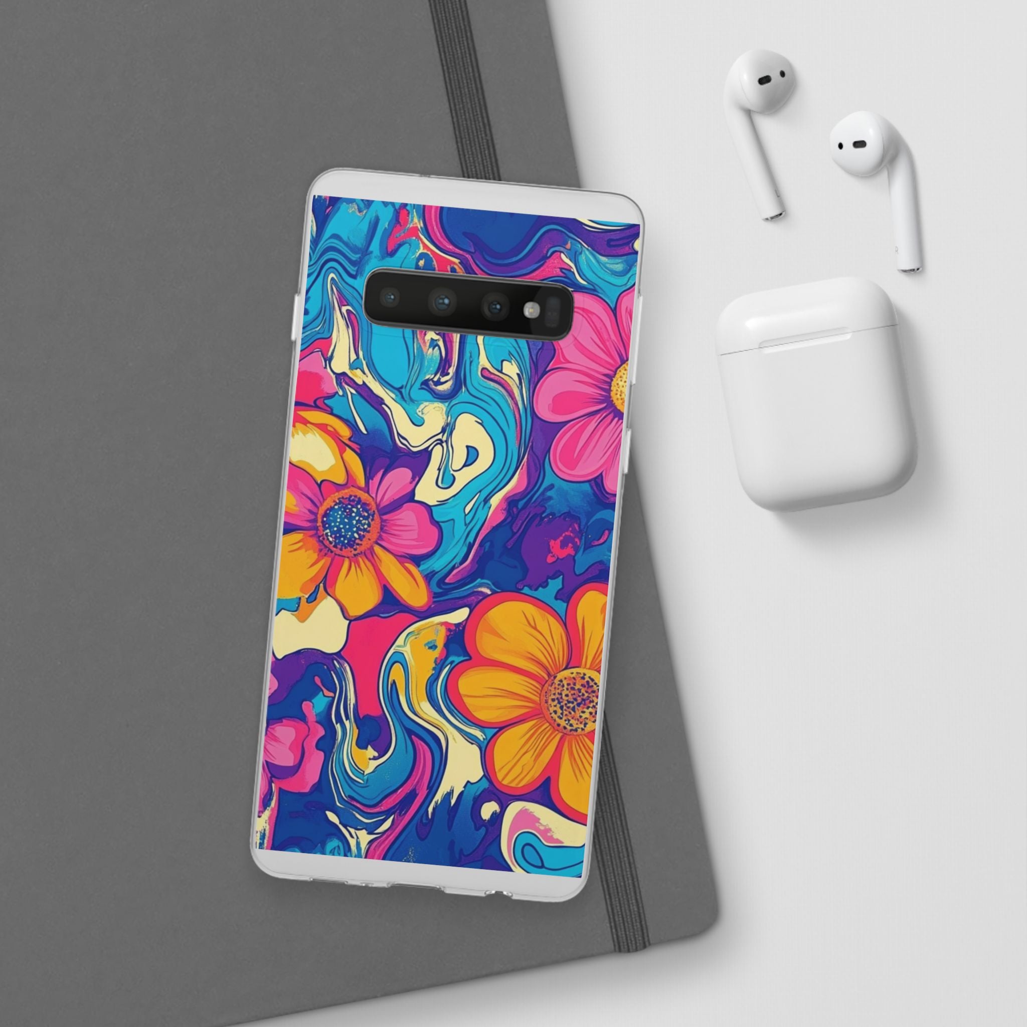 Vibrant Psychedelic Floral Flexi Case, Artsulli - Art is Long, Life is Short, Phone Case, , , , , , ,
