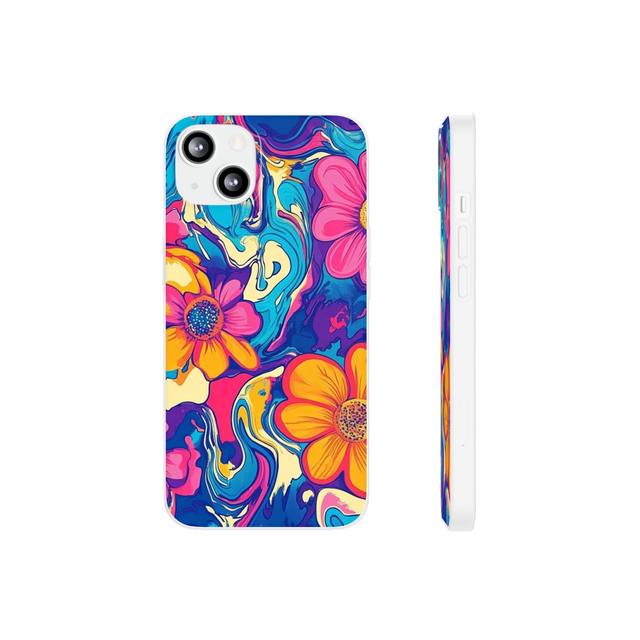 Vibrant Psychedelic Floral Flexi Case, Artsulli - Art is Long, Life is Short, Phone Case, Size, iPhone 13, , , , , 13791193449869710346