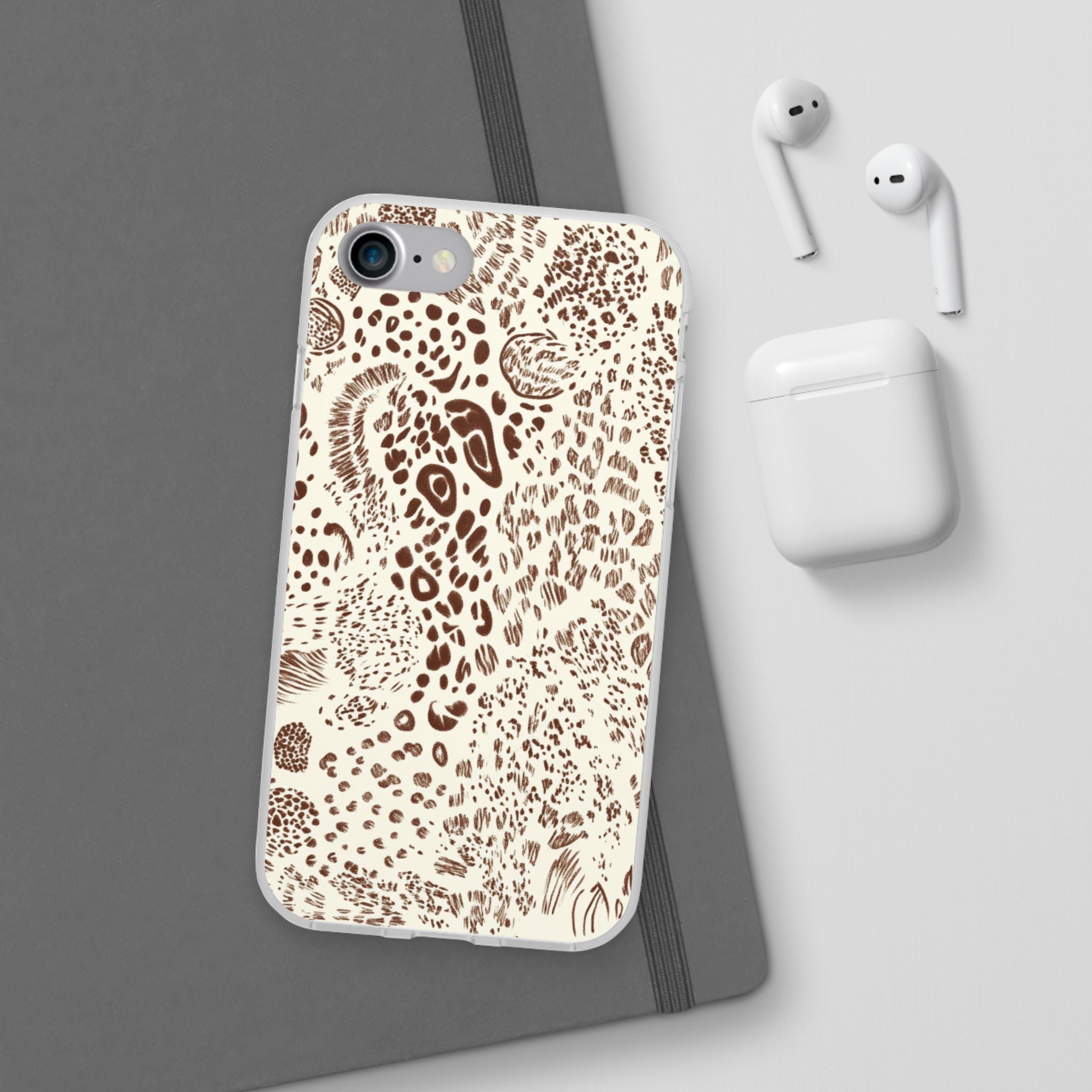 Brown Animal Print Flexi Case, Artsulli - Art is Long, Life is Short, Phone Case, , , , , , ,