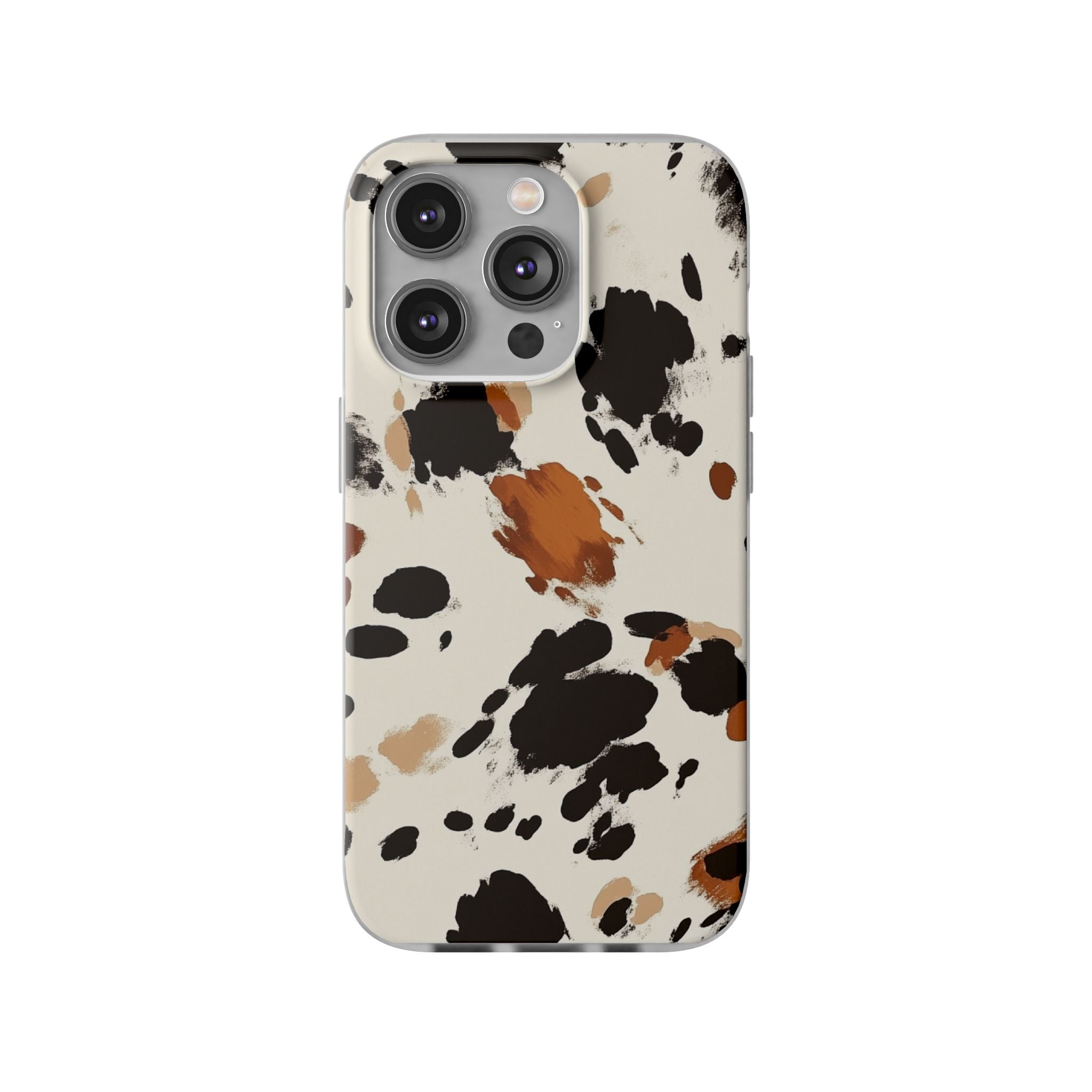 Brown Cow Print Phone Case, Artsulli - Art is Long, Life is Short, Phone Case, Size, iPhone 14 Pro, , , , , 24365947312167403392
