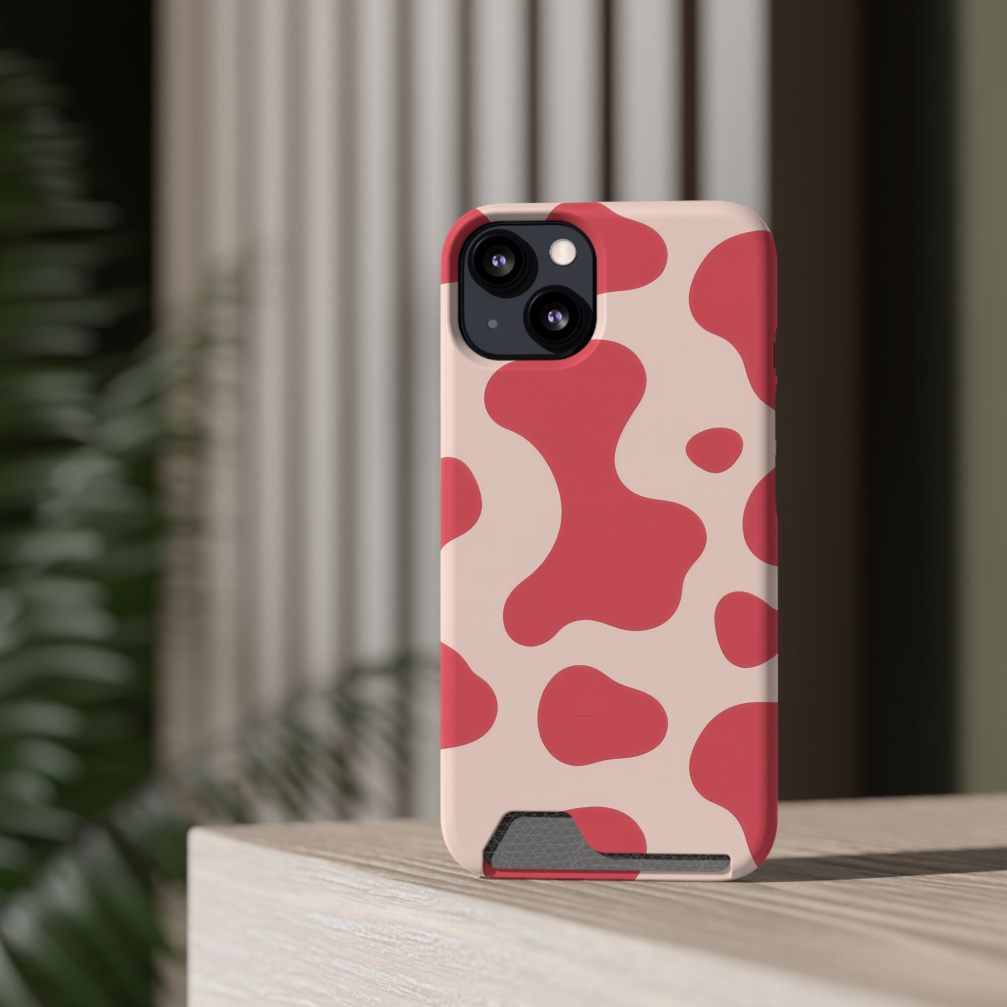 Red Jungle Cow Phone Case With Card Holder, Artsulli - Art is Long, Life is Short, Phone Case, , , , , , ,