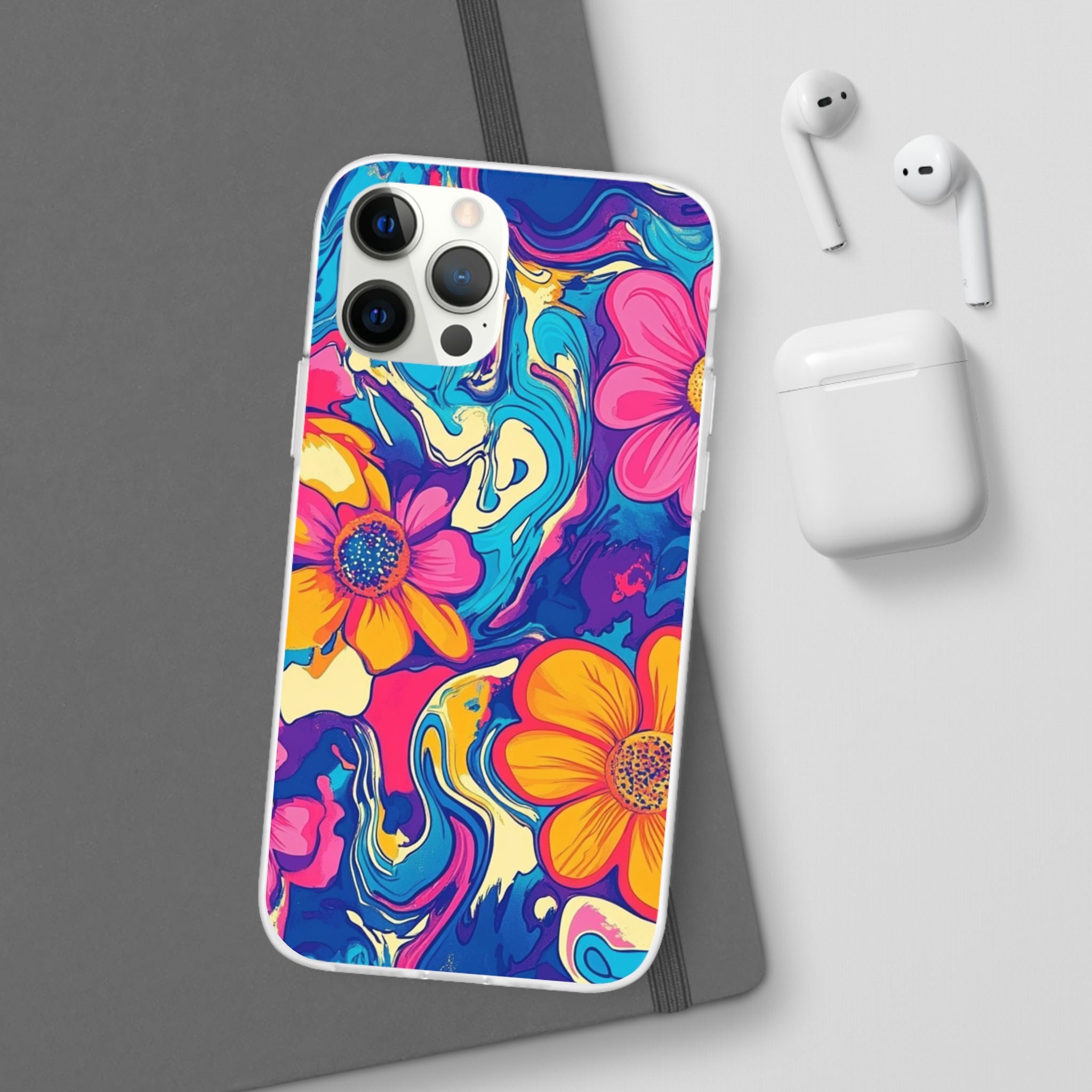 Vibrant Psychedelic Floral Flexi Case, Artsulli - Art is Long, Life is Short, Phone Case, , , , , , ,
