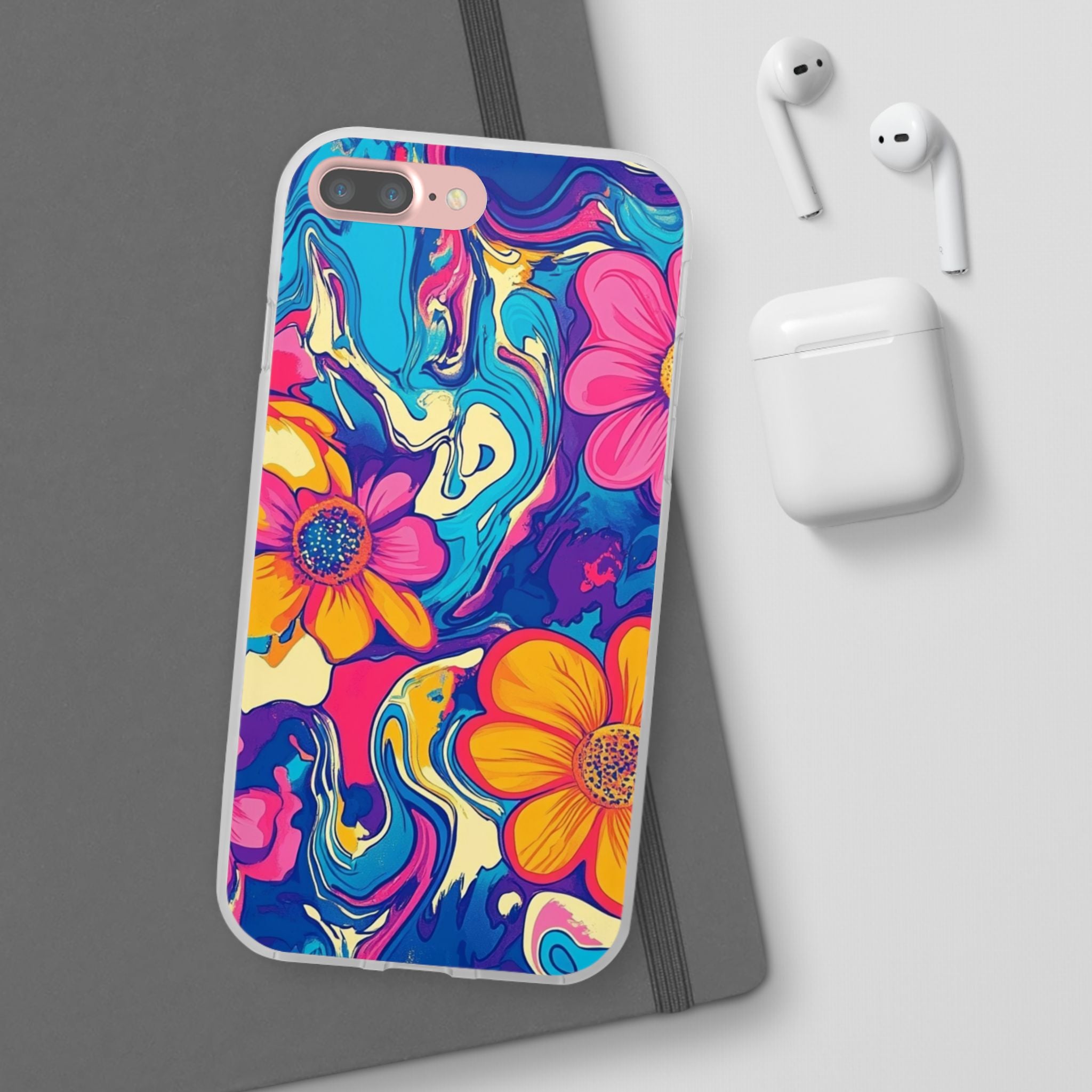 Vibrant Psychedelic Floral Flexi Case, Artsulli - Art is Long, Life is Short, Phone Case, , , , , , ,