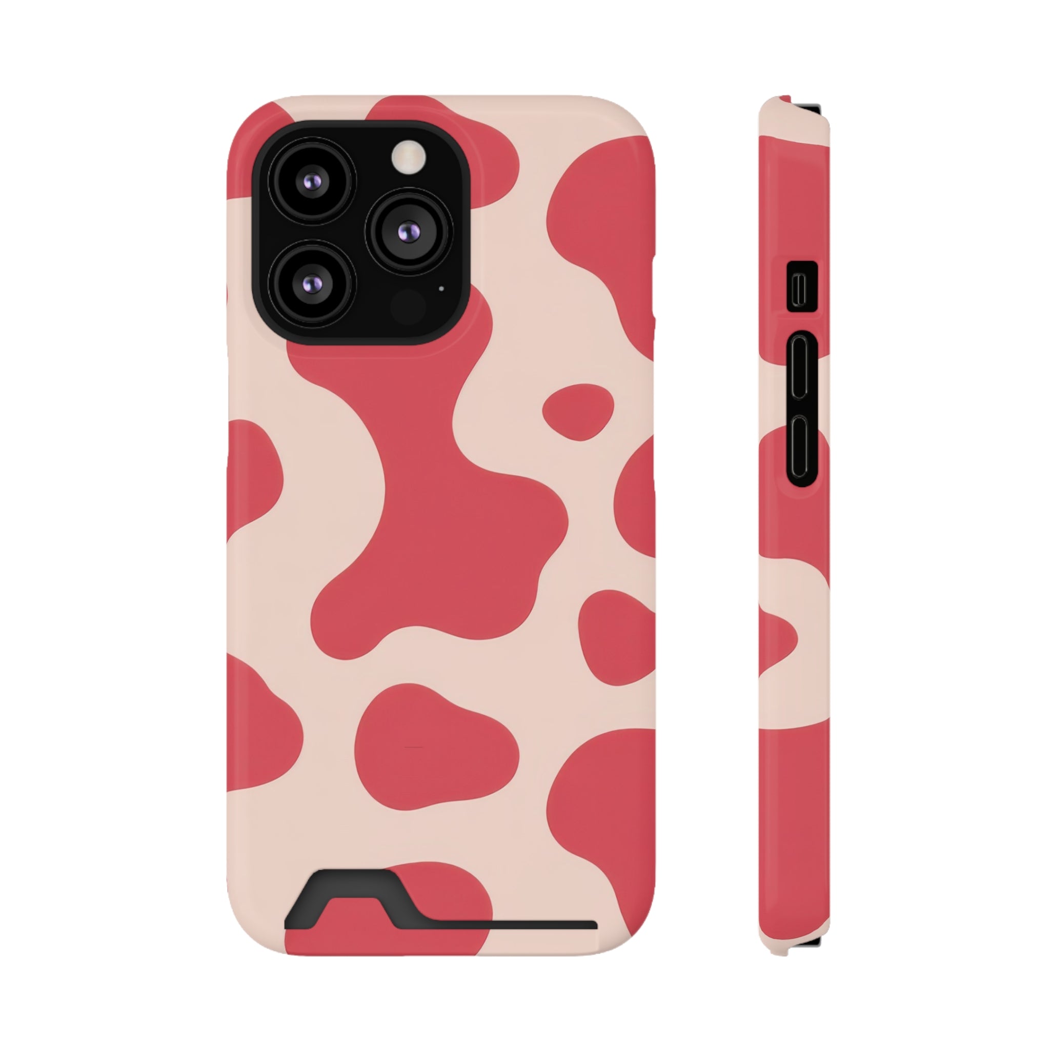 Red Jungle Cow Phone Case With Card Holder, Artsulli - Art is Long, Life is Short, Phone Case, Size, iPhone 13 Pro, Surface, Glossy, Shape, Without gift packaging, 17917100222004326739